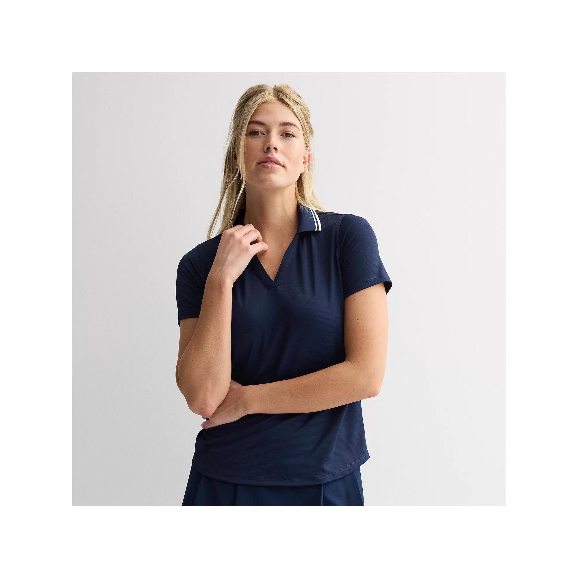 Womens Tek Gear Polo Tee with Piping, Womens Blue Romance Product Image