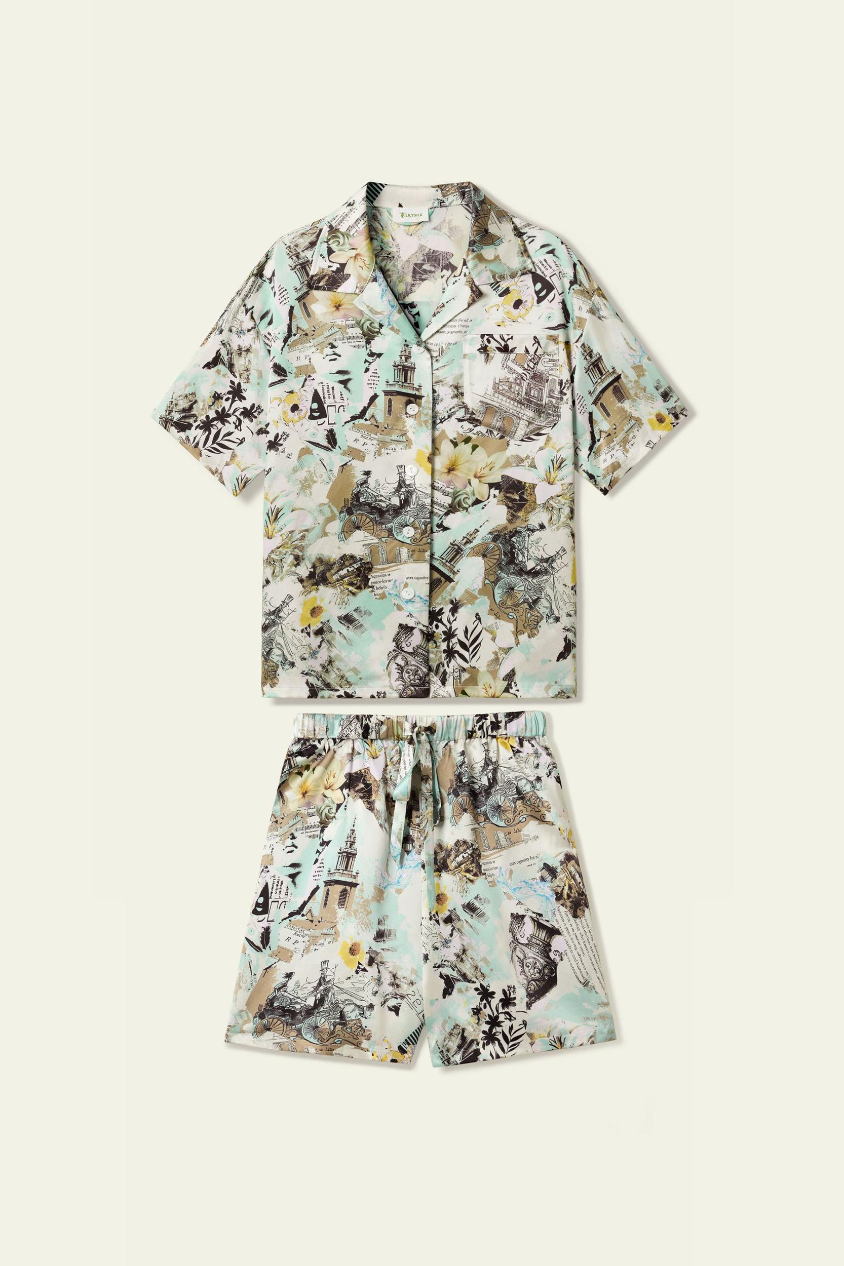 Aquarius Zodiac Short Silk Pajama Set Product Image