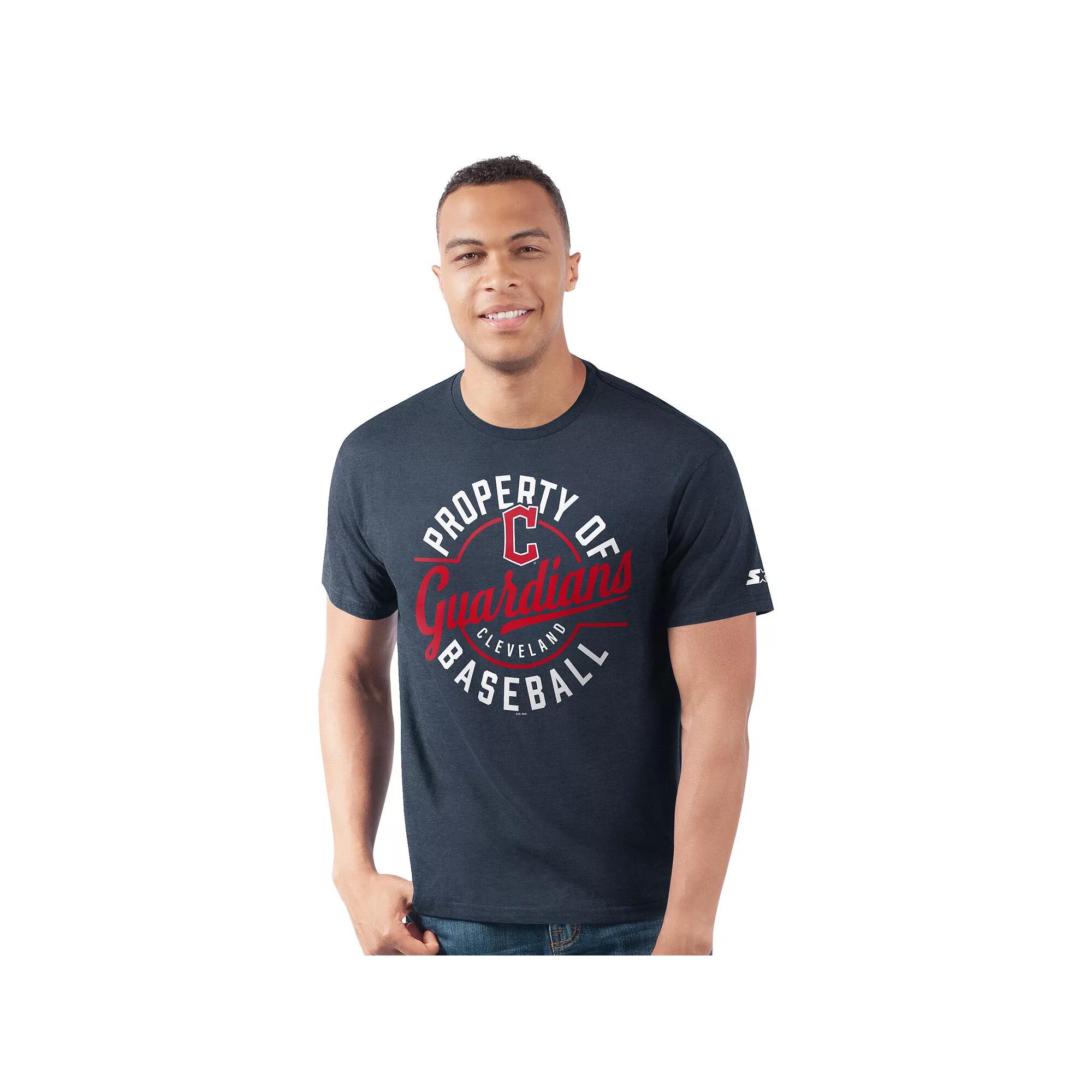 Men's Starter  Navy Cleveland Guardians Prime Time Property Of T-Shirt, Size: Small, Grd Blue Product Image
