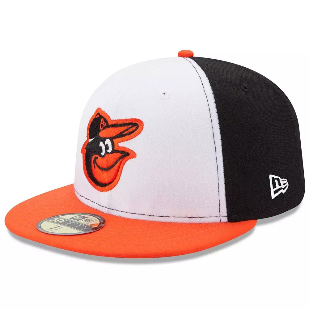 Men's New Era White/Orange Baltimore Orioles Home Authentic Collection On-Field 59FIFTY Fitted Hat,  Product Image