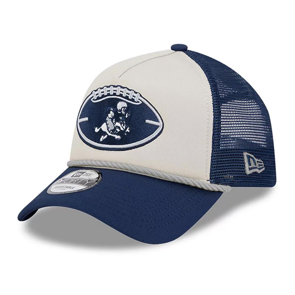 Men's New Era Stone/Navy Dallas Cowboys 2024 Sideline Historic 9FORTY A-Frame Trucker Adjustable Hat, Team Product Image