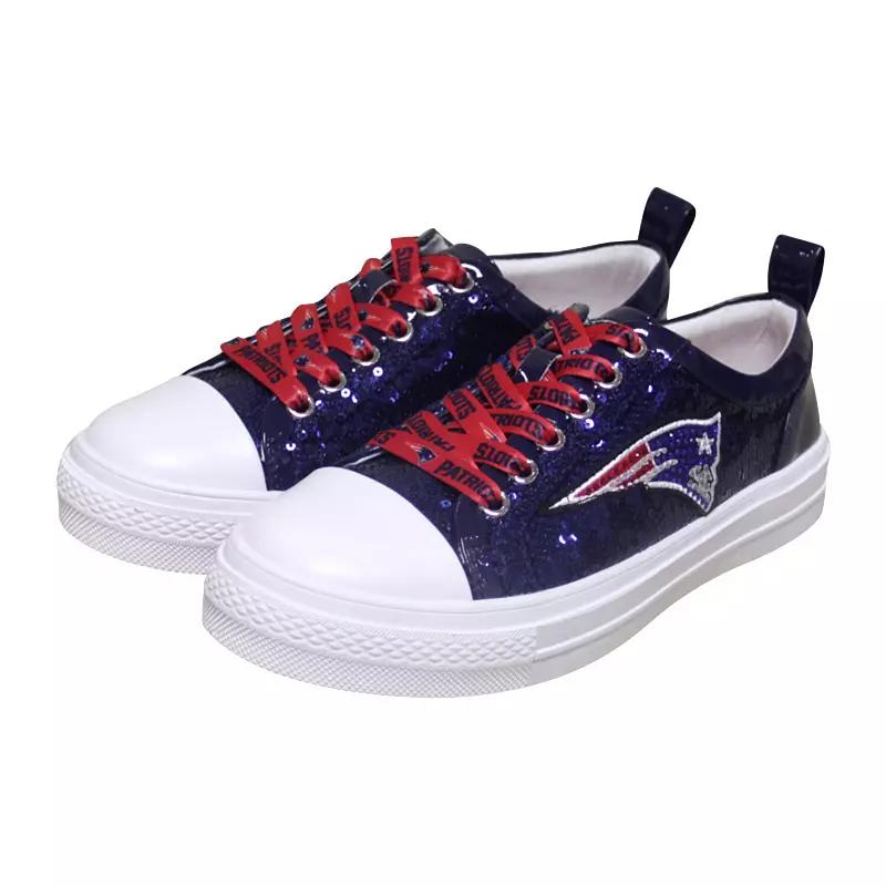 Women's Cuce Navy New England Patriots Team Sequin Sneakers, Size: 7, Blue Product Image