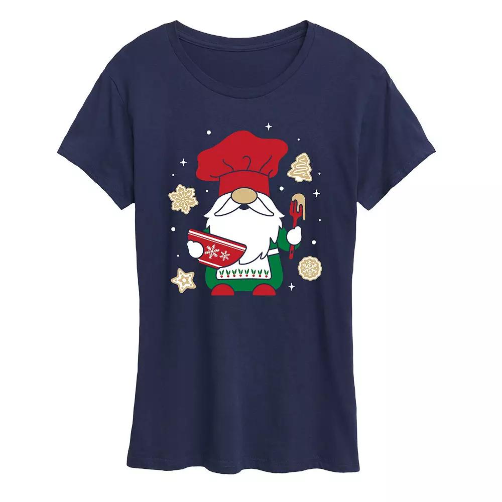 Women's Christmas Baking Gnome Graphic Tee, Girl's,  Product Image