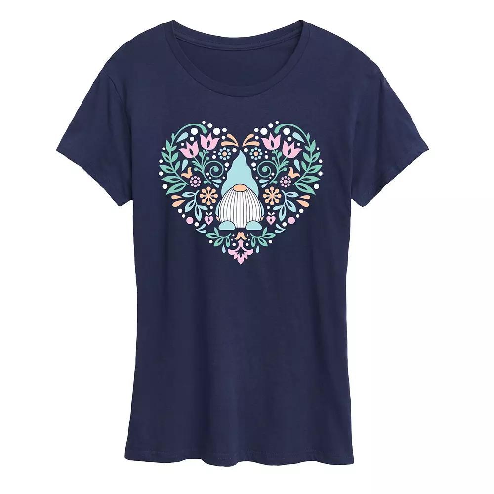 Women's Scandinavian Gnome Heart Graphic Tee,  Product Image