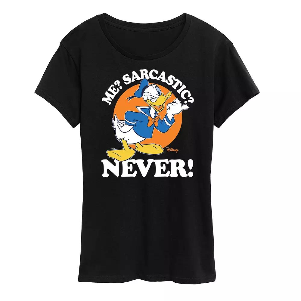 Disney's Donald Duck Women's Me Sarcastic Never Graphic Tee,  Product Image