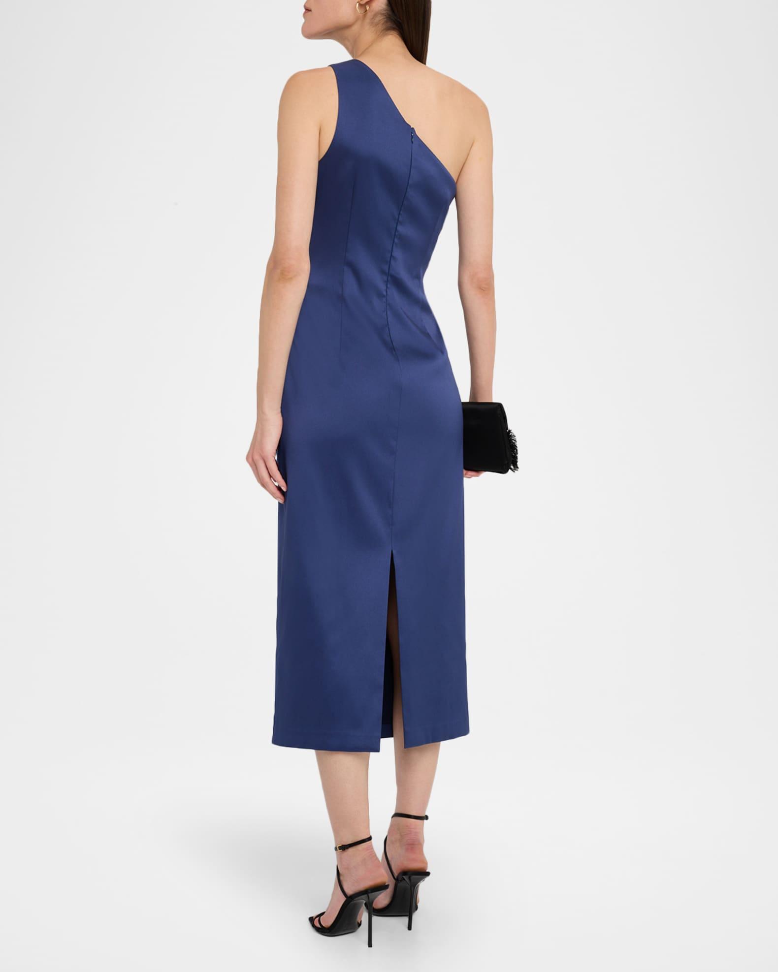 One-Shoulder Stretch Mikado Midi Dress Product Image