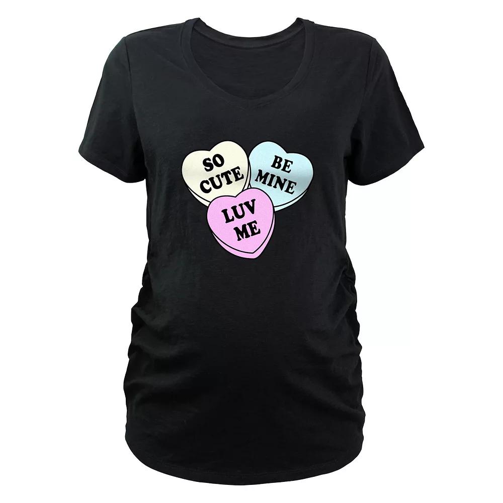 Maternity Valentine's Day Candy Hearts Graphic Tee, Women's,  Product Image