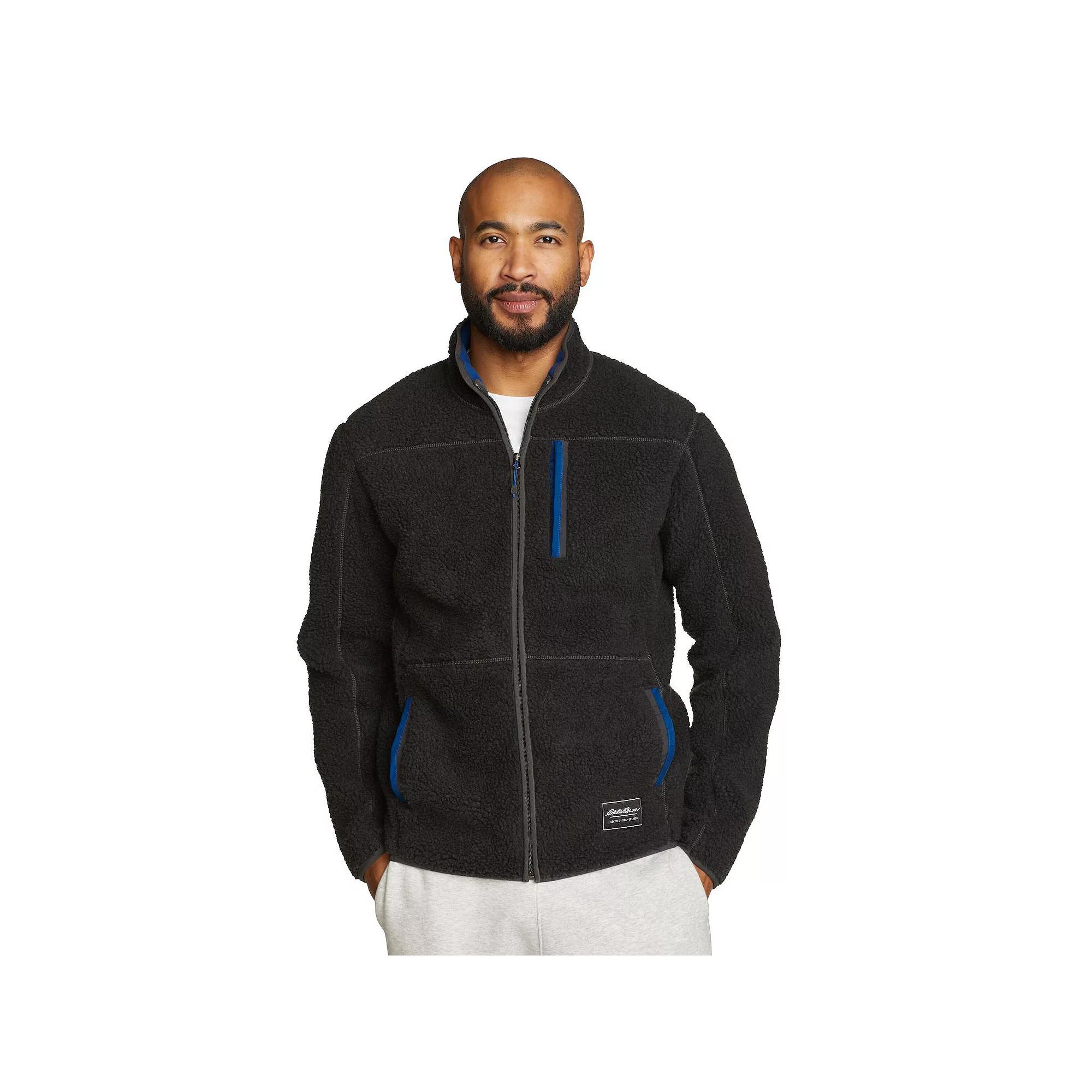 Men's Eddie Bauer Chilali Faux Shearling Fleece Full-Zip Jacket, Size: Small, Black Product Image