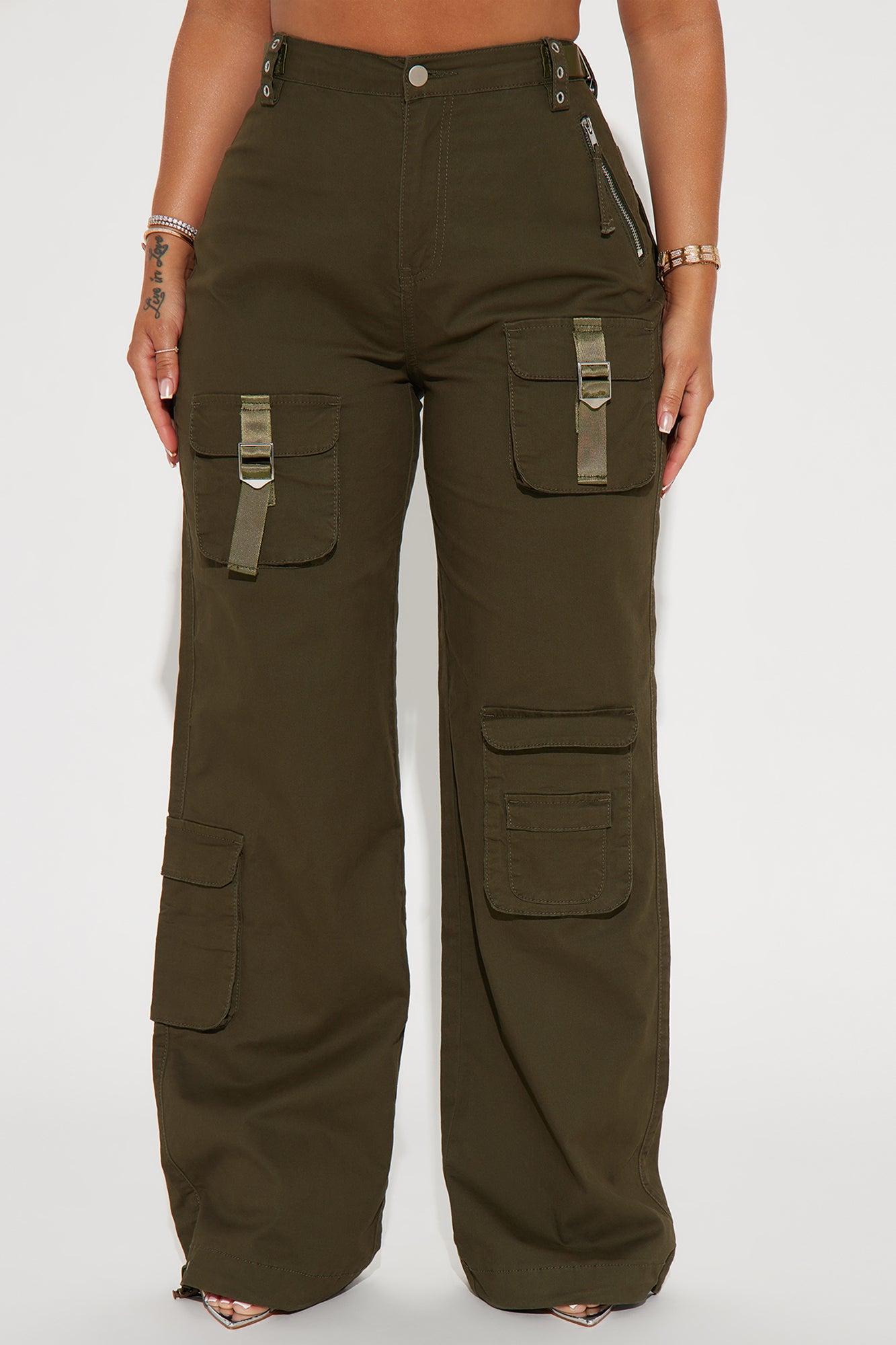 I'm In Town Wide Leg Cargo Jogger - Olive Product Image