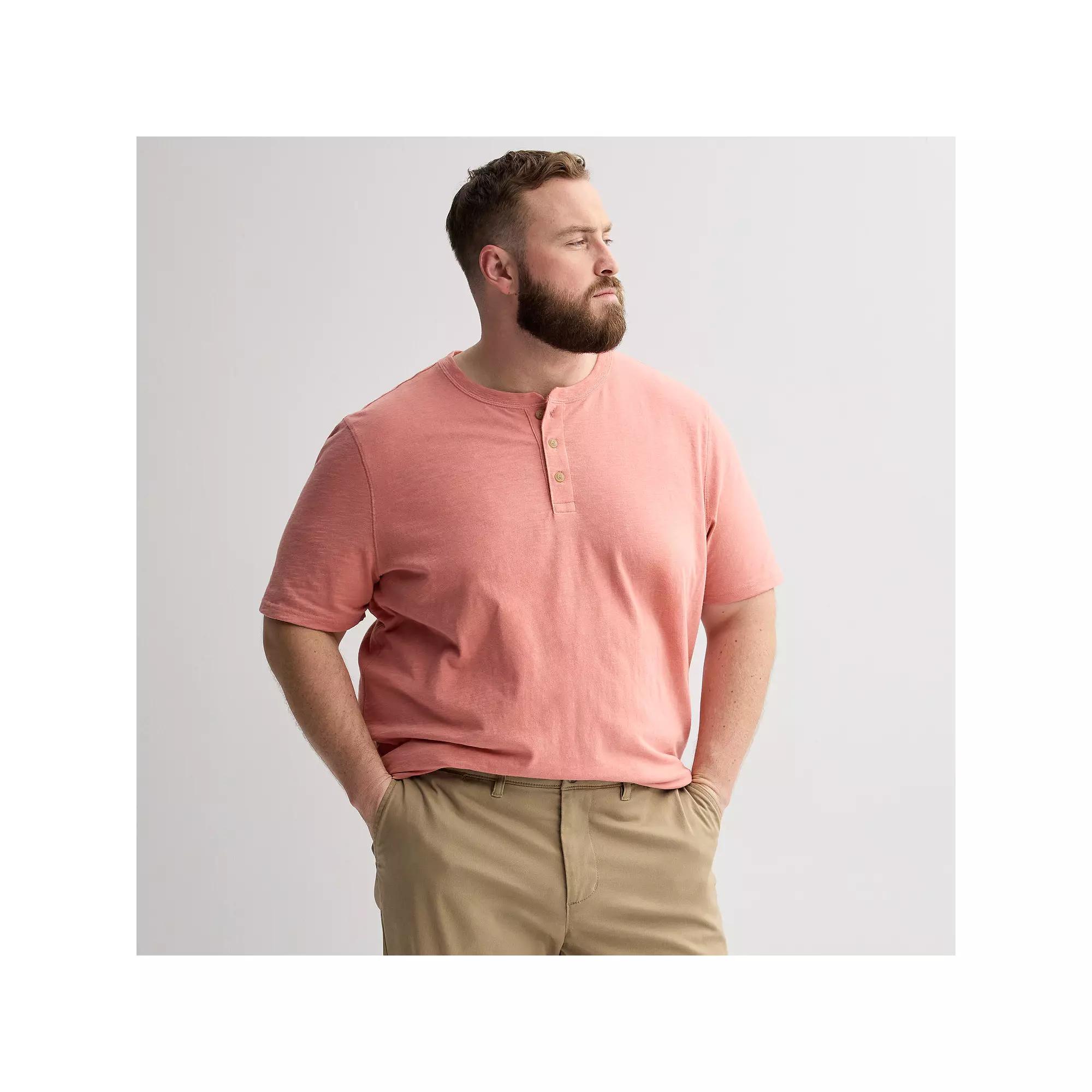 Big & Tall Sonoma Goods For Life® Short Sleeve Henley Shirt, Men's, Size: 2XB, Pink Product Image