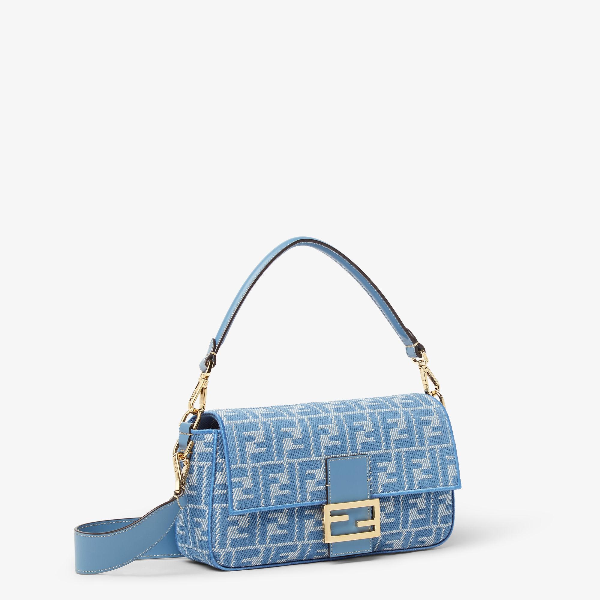 BaguetteBlue denim-effect FF jacquard bag Product Image