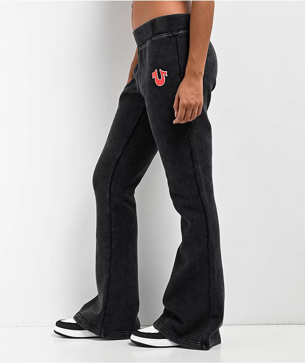 True Religion Big T Black Wash Low Rise Flare Sweatpants Product Image