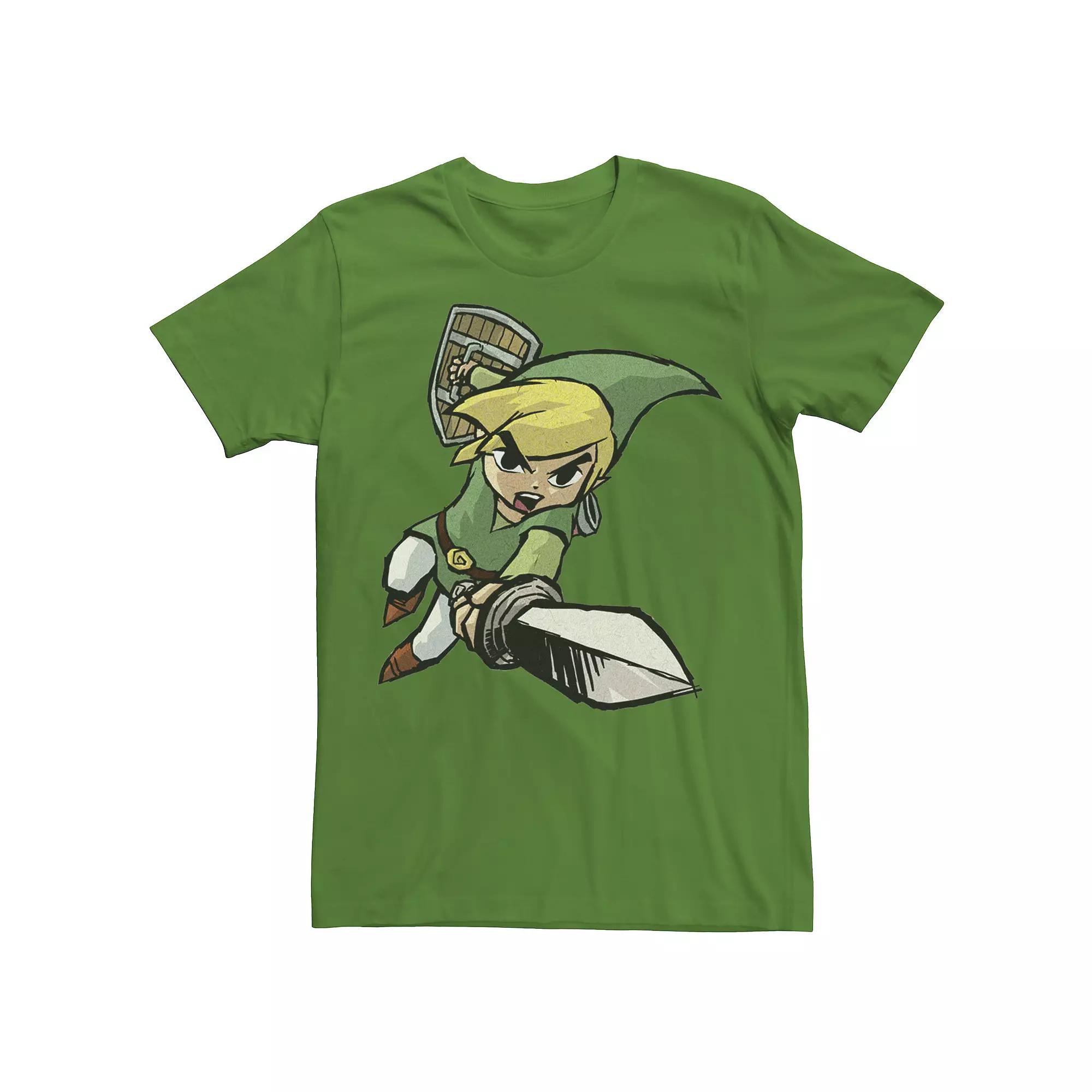 Men's Nintendo Legend Of Zelda Link Action Pose Sketch Logo Graphic Tee,  Product Image