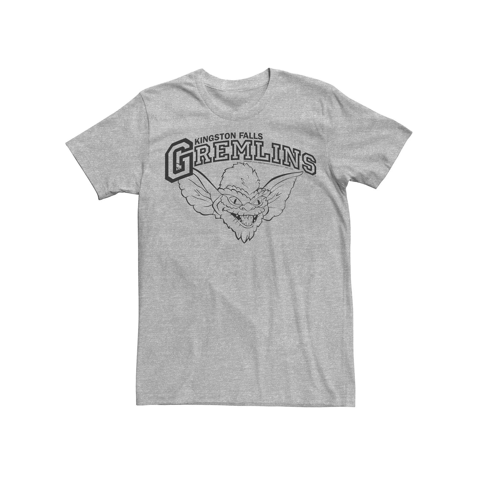 Mens Gremlins Kingston Falls College Logo Tee Athletic Grey Product Image