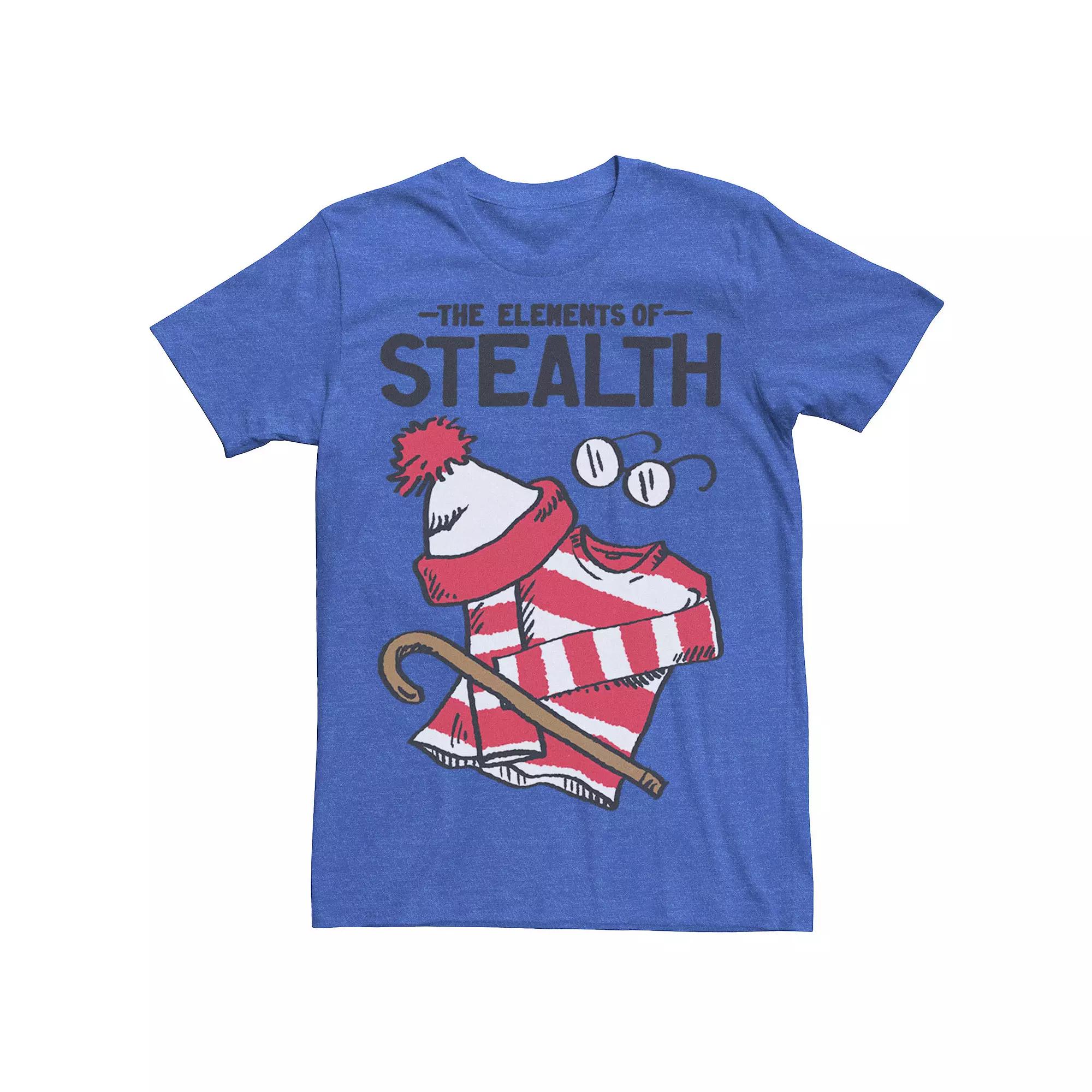 Men's Where's Waldo The Element Of Stealth Graphic Tee, Size: Large, Royal Grey Product Image