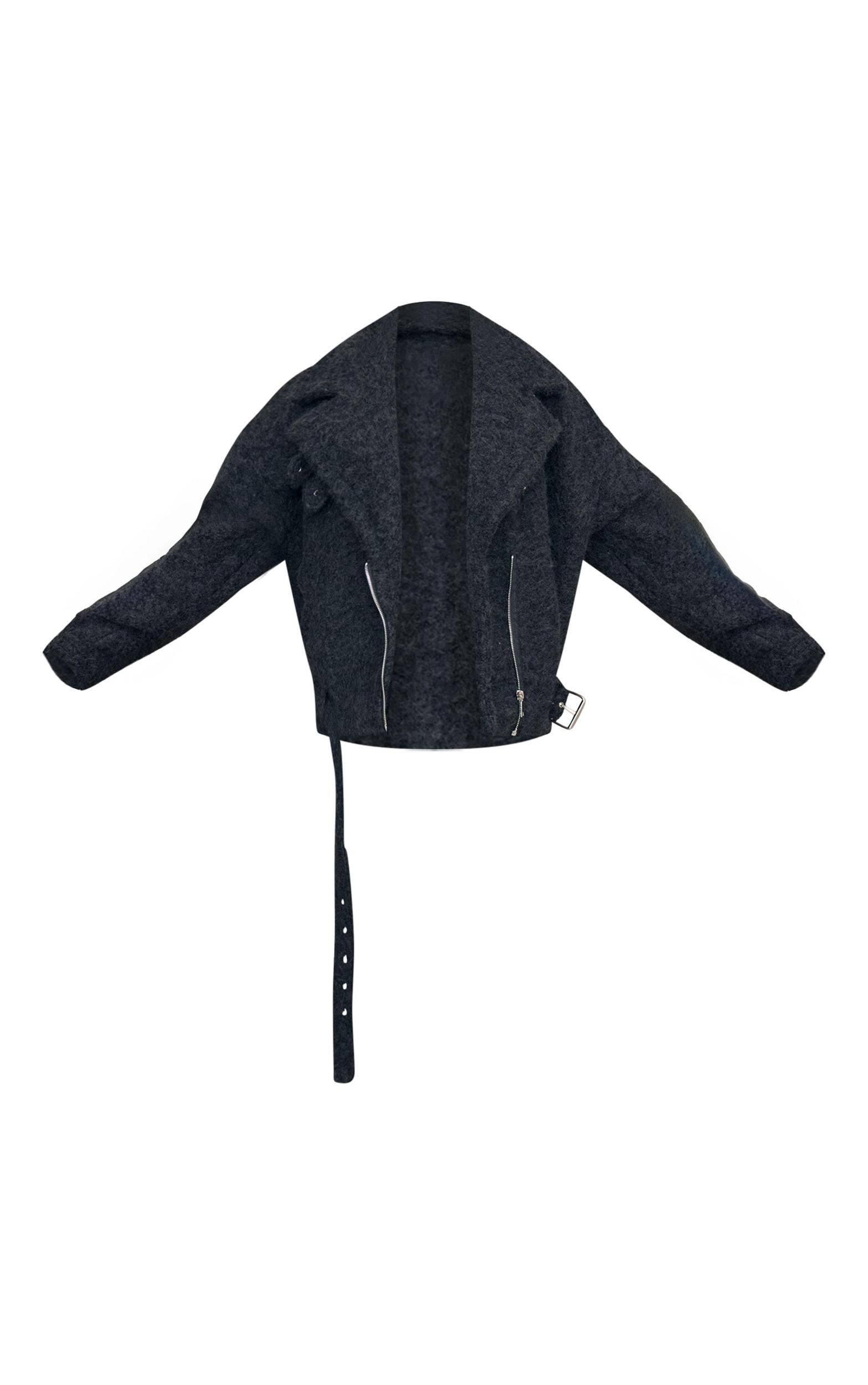 Black Wool Look Aviator Jacket Product Image