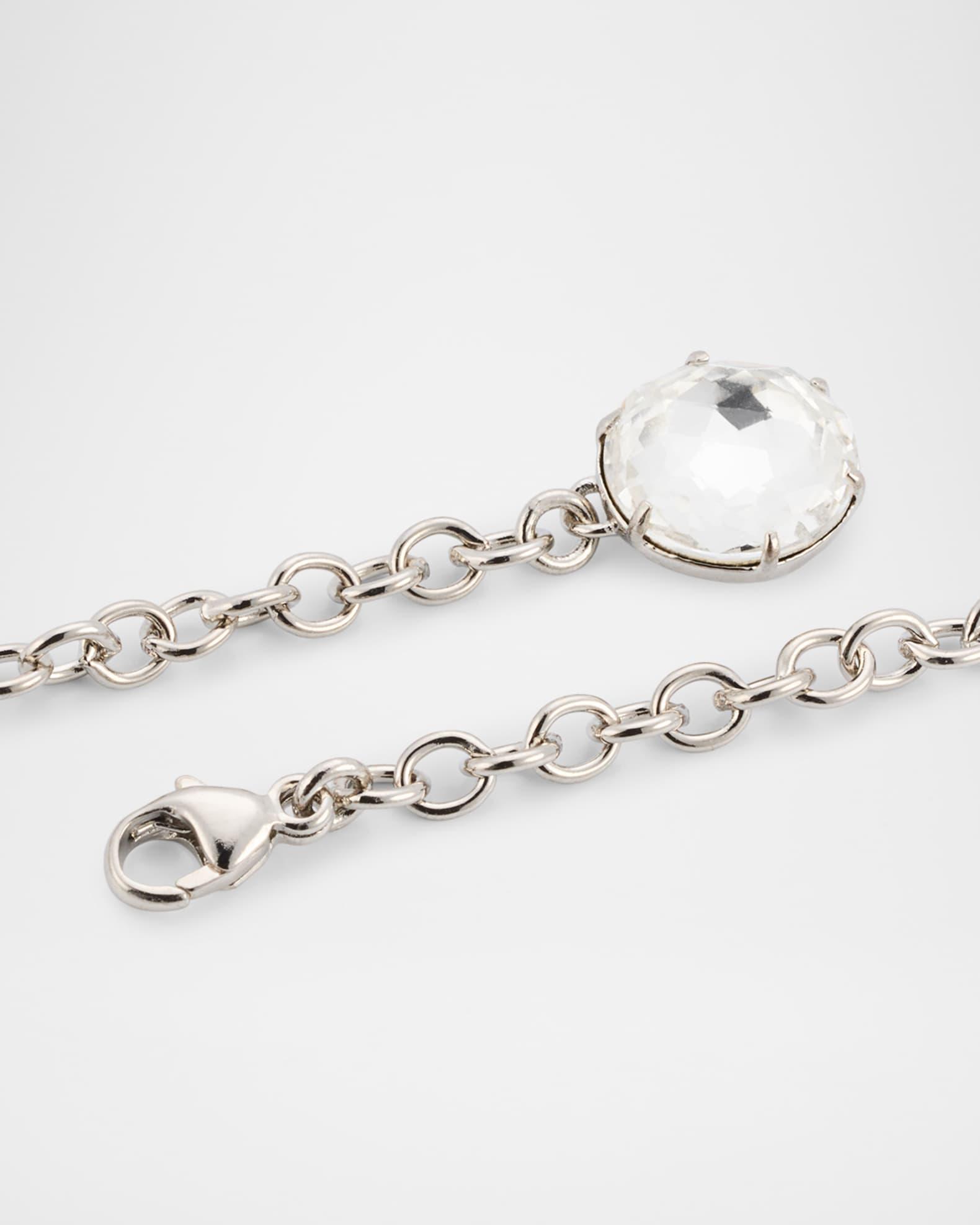 Round Stone Necklace with Prongs, Silver Product Image