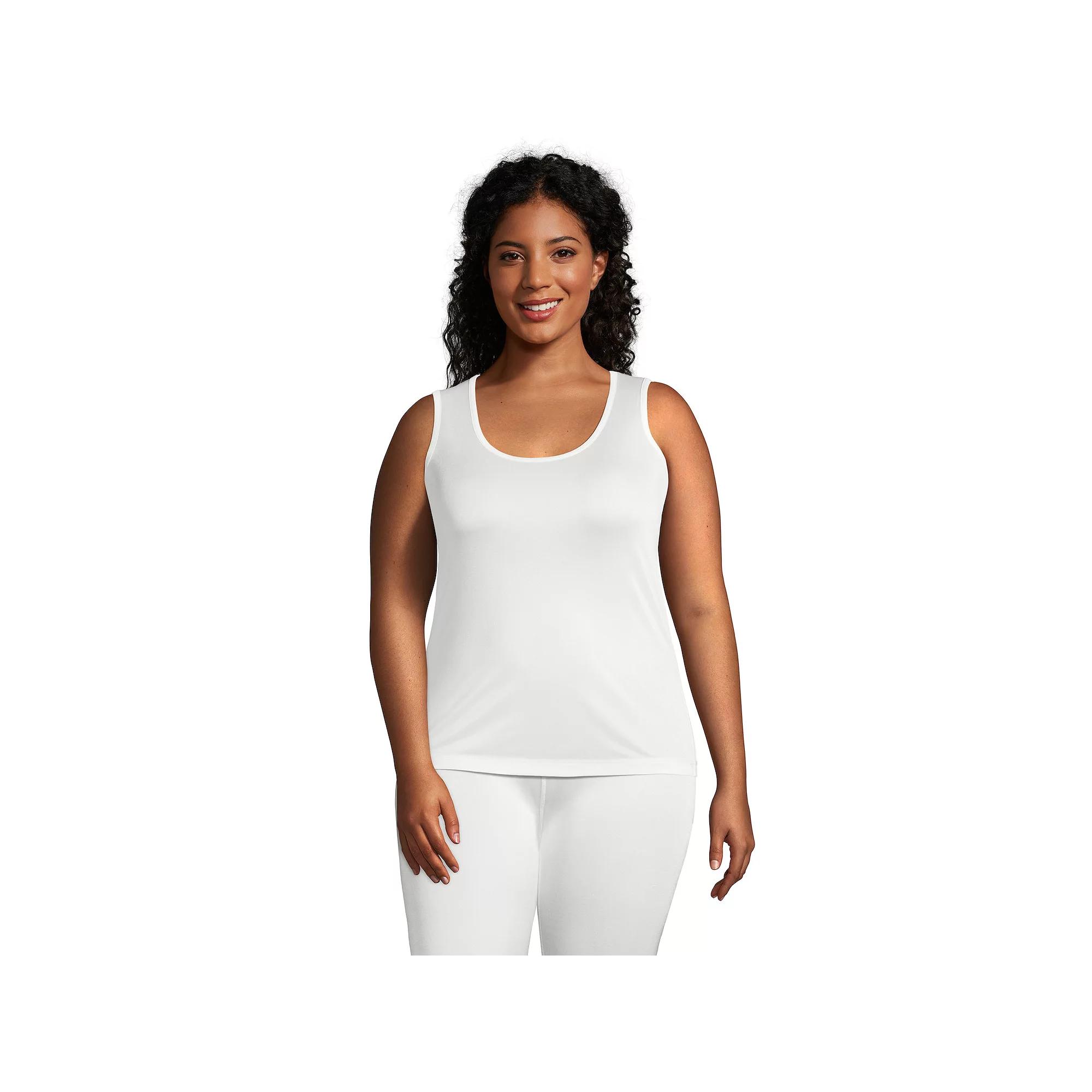 Plus Size Lands' End Silk Interlock Thermal Base Layer Tank, Women's, Size: 2XL, Ivory Product Image