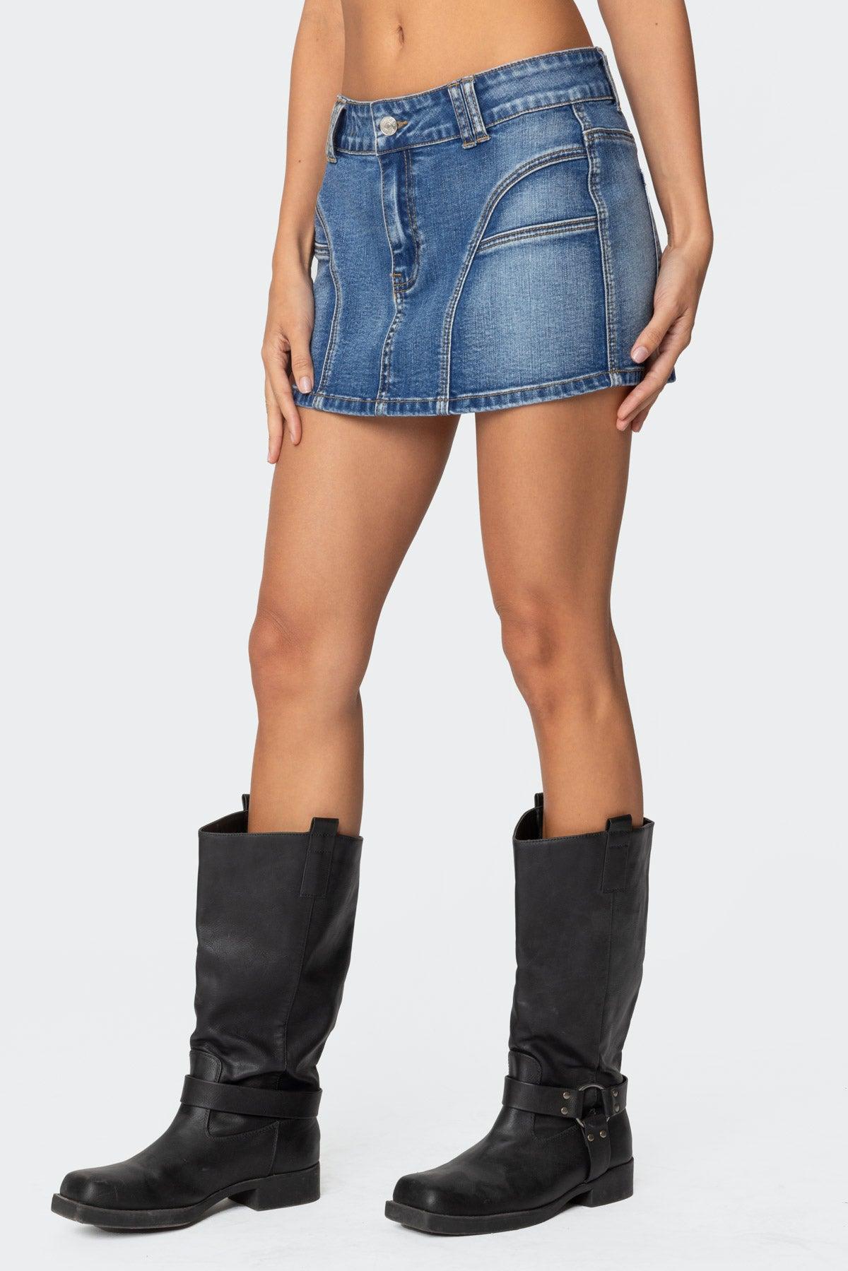 Jive Washed Denim Mini Skirt Product Image