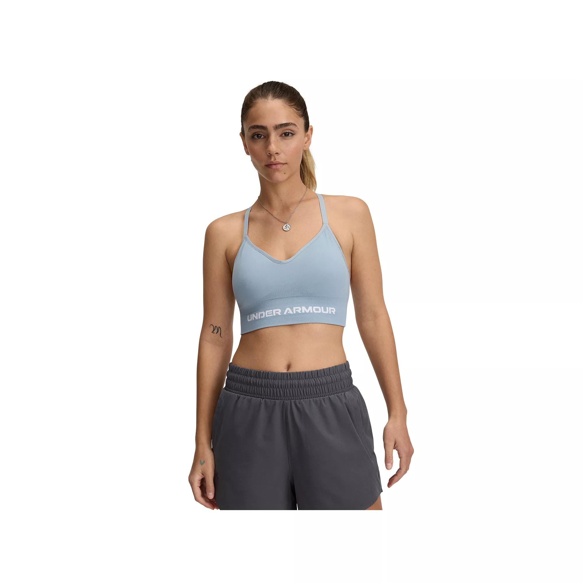 Women's Under Armour Vanish Seamless Low Long Sports Bra, Size: XL, Harbor Blue Product Image
