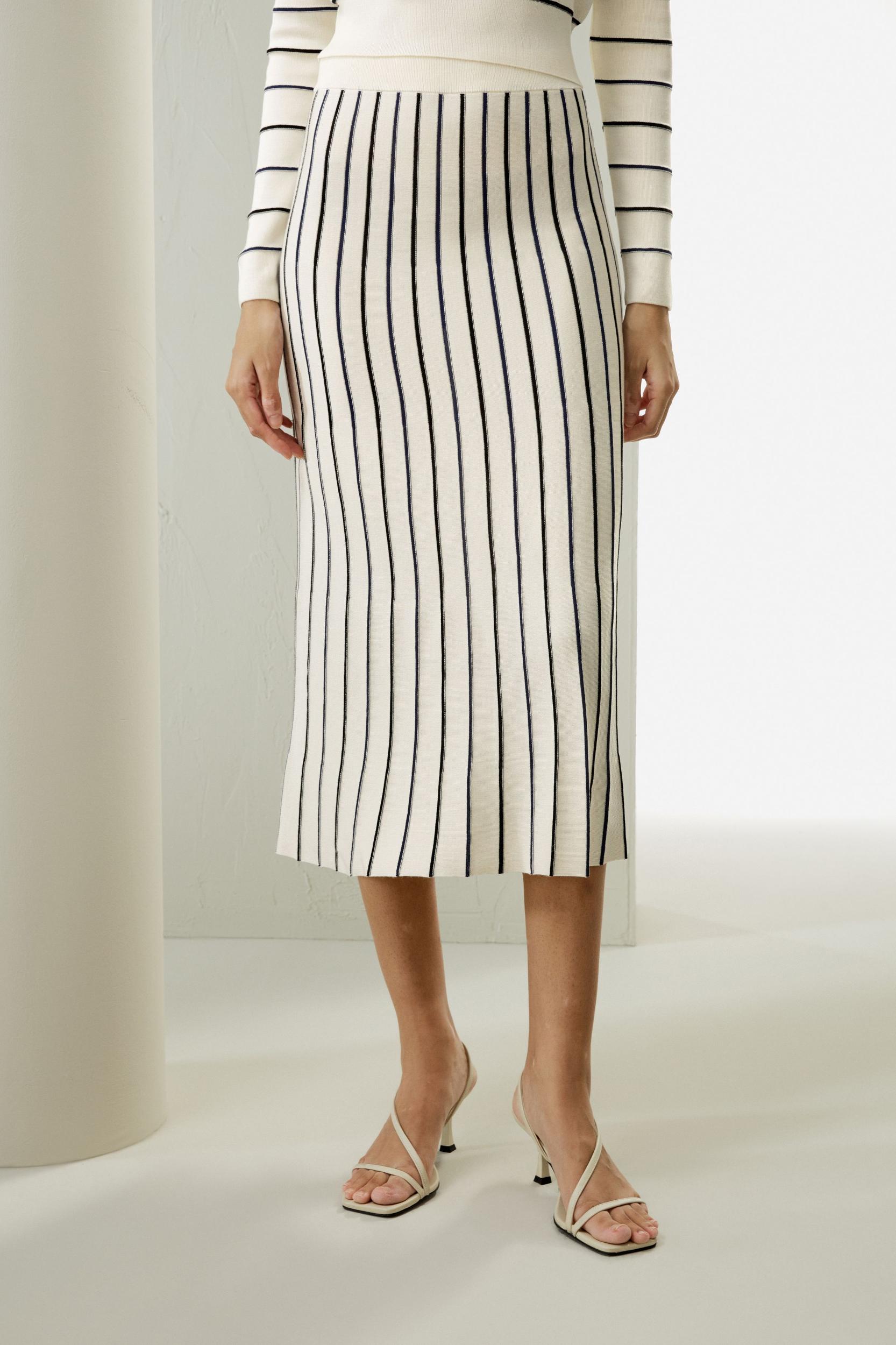Pinstriped Silk Knitted Skirt Product Image