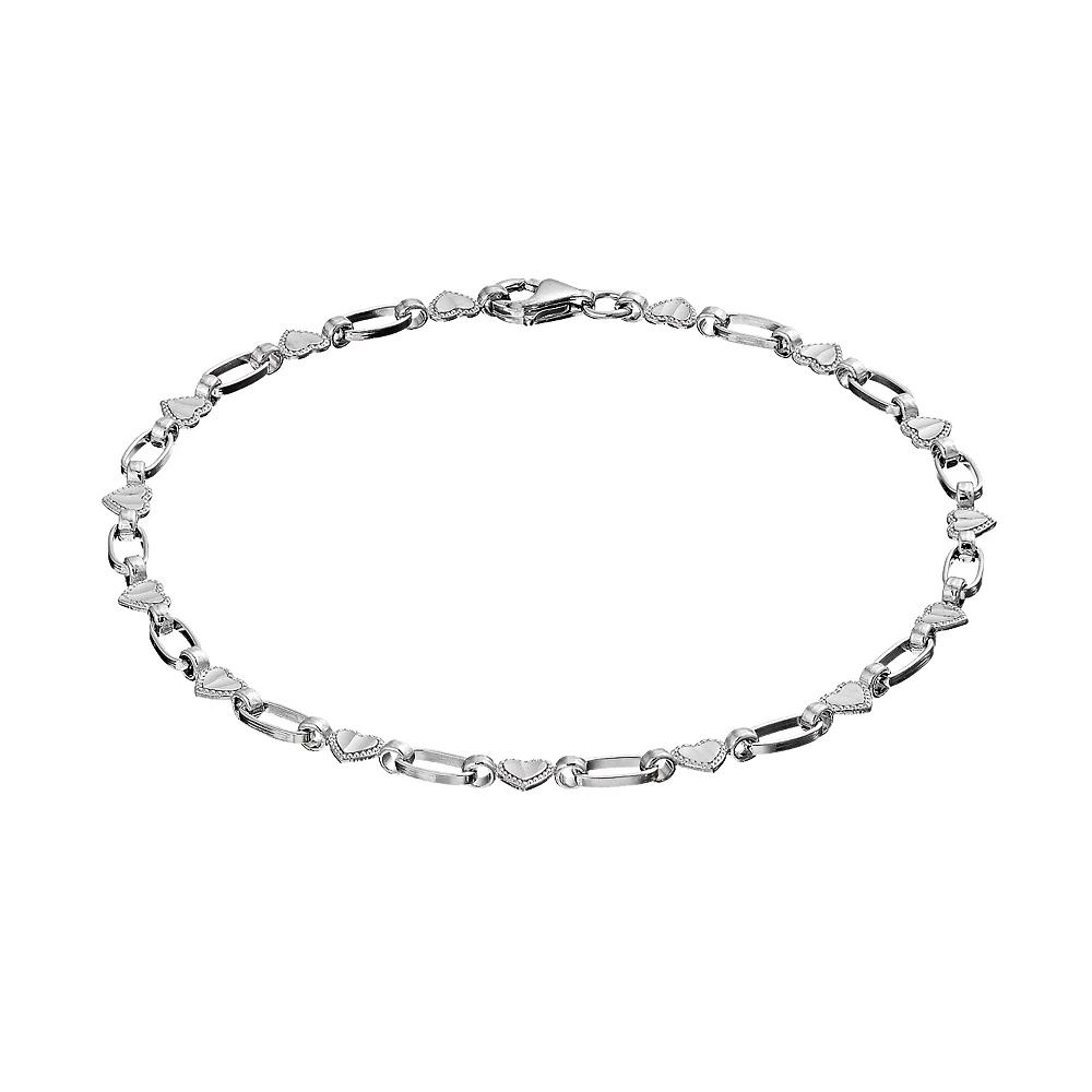 Kristen Kesho Sterling Silver Diamond Cut Heart Link Chain Bracelet, Women's, Size: 7.25" Product Image