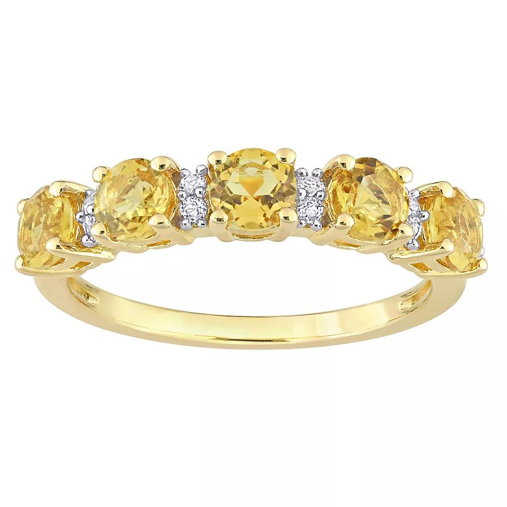 Stella Grace 18k Gold Over Silver Citrine & White Topaz Semi-Eternity Ring, Women's,  Product Image