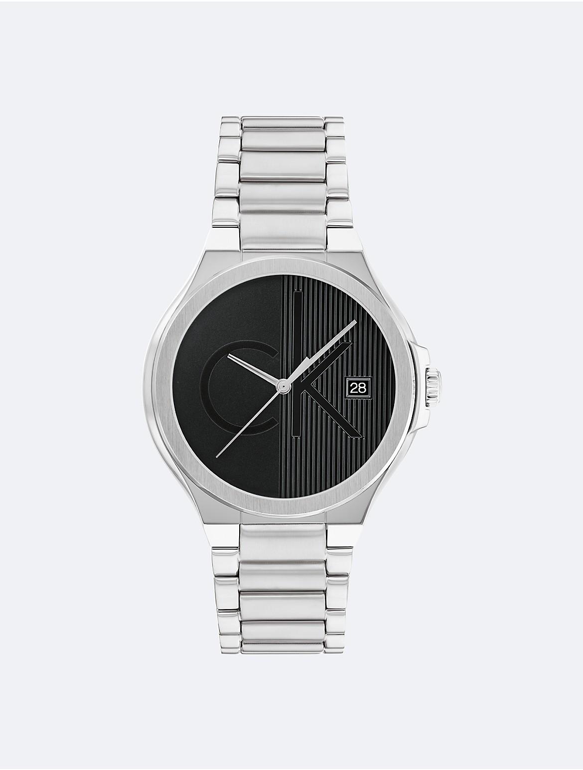 Calvin Klein Mens Textured Monogram Logo Dial Watch Product Image