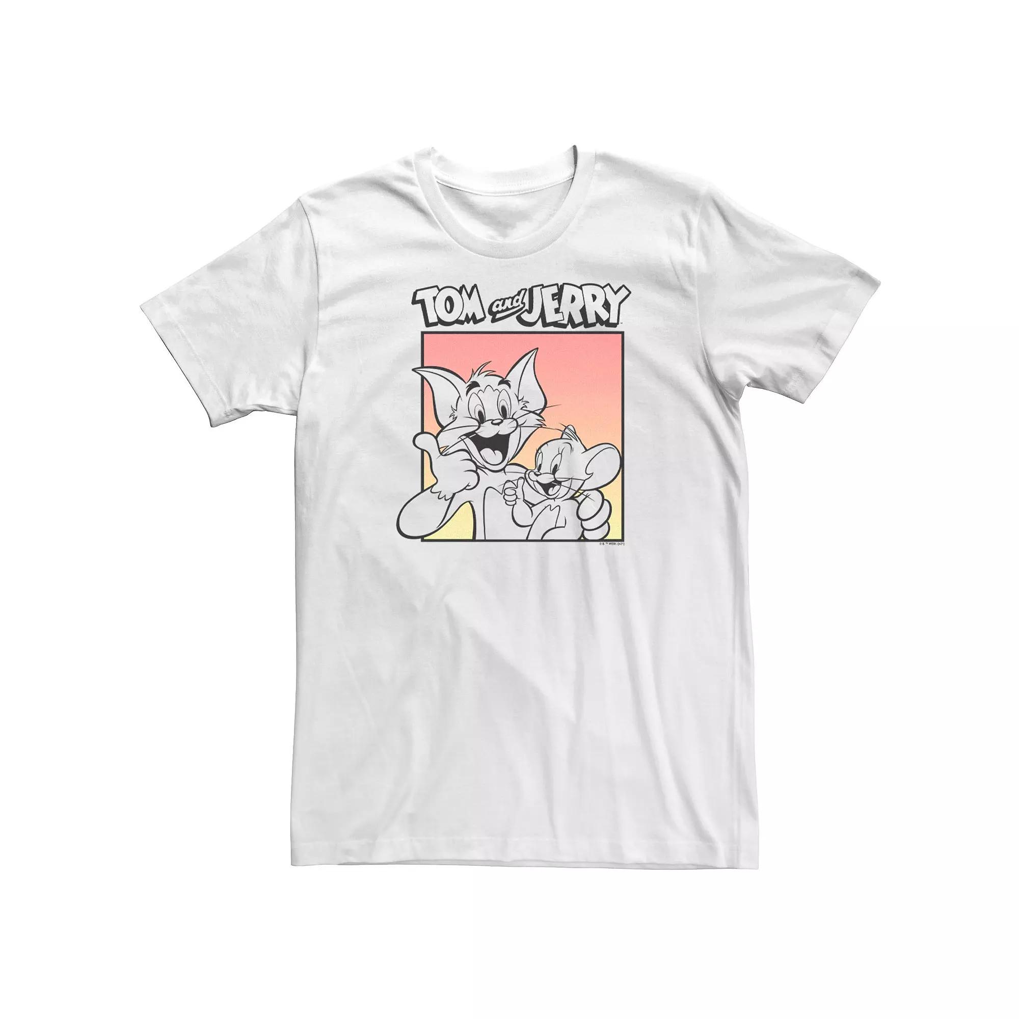 Big & Tall Tom And Jerry Cartoon Thumbs Up Box Logo Tee, Men's,  Product Image