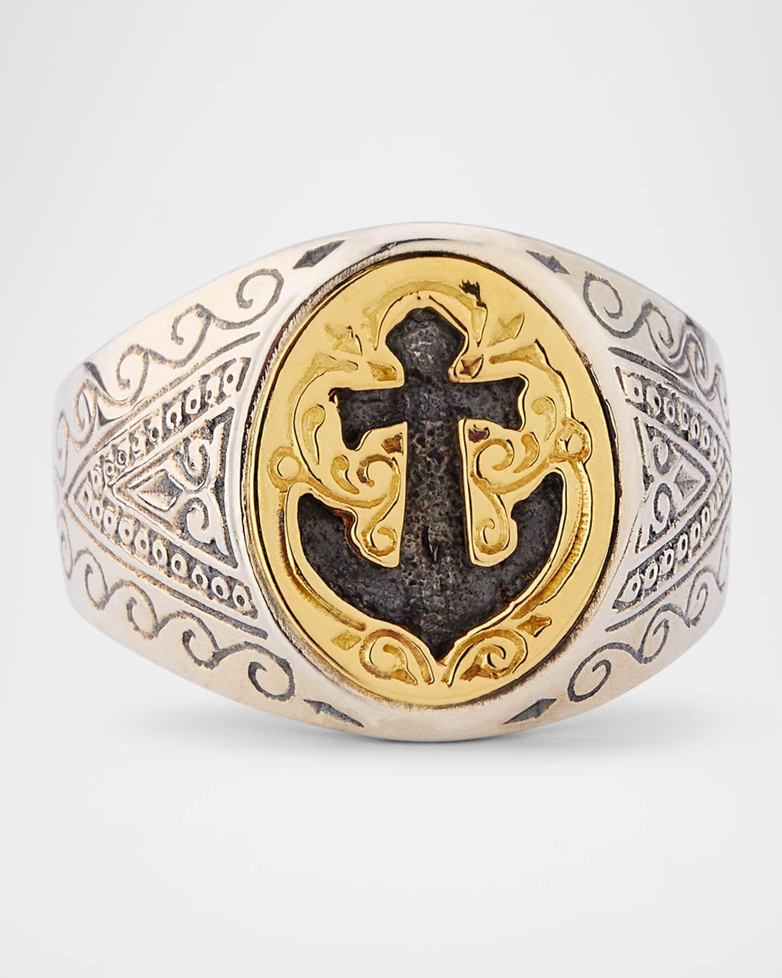 Mens Hydra Sterling Silver and 18K Gold Ring Product Image