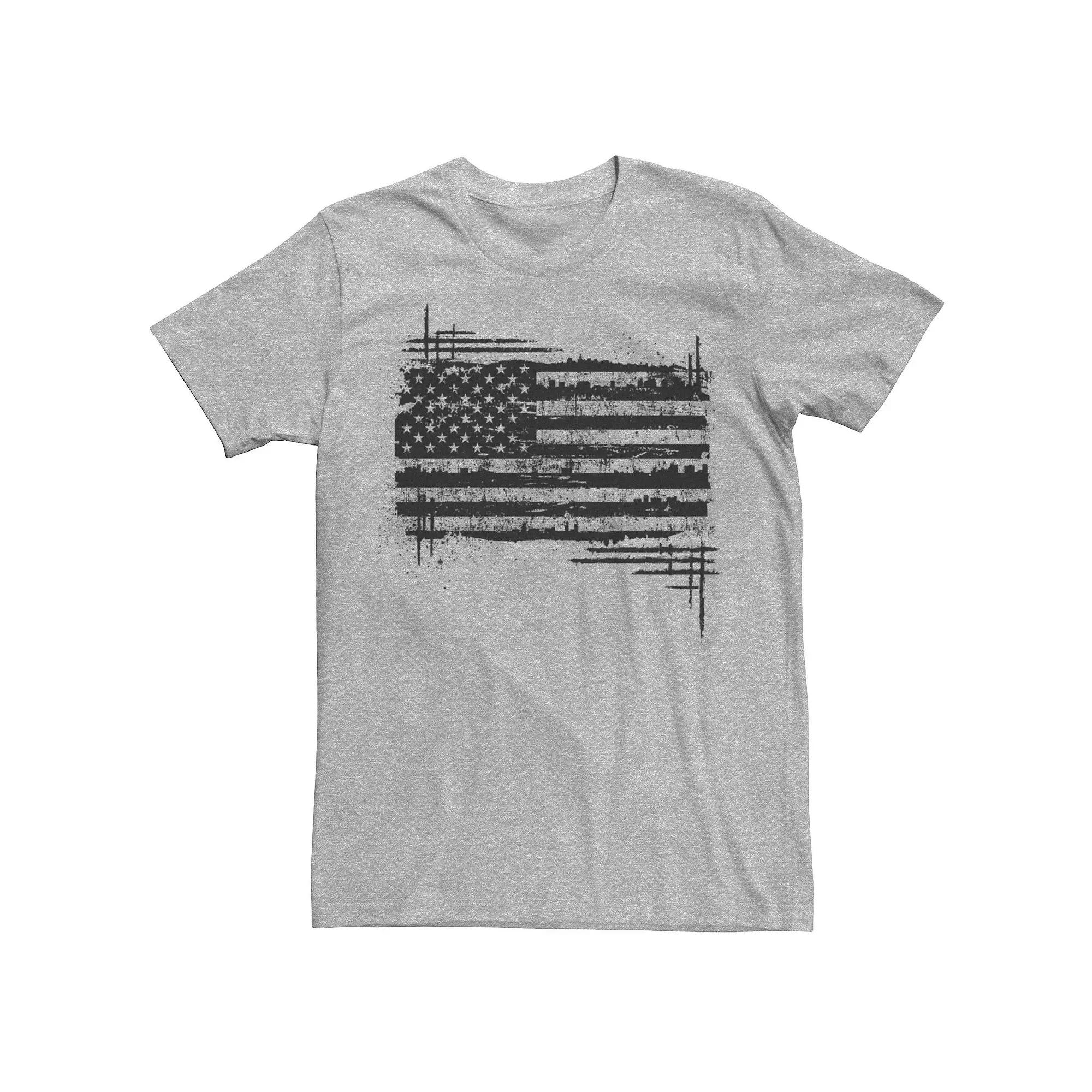 Men's Grimy USA Flag Graphic Tee, Size: XL, Athletic Grey Product Image