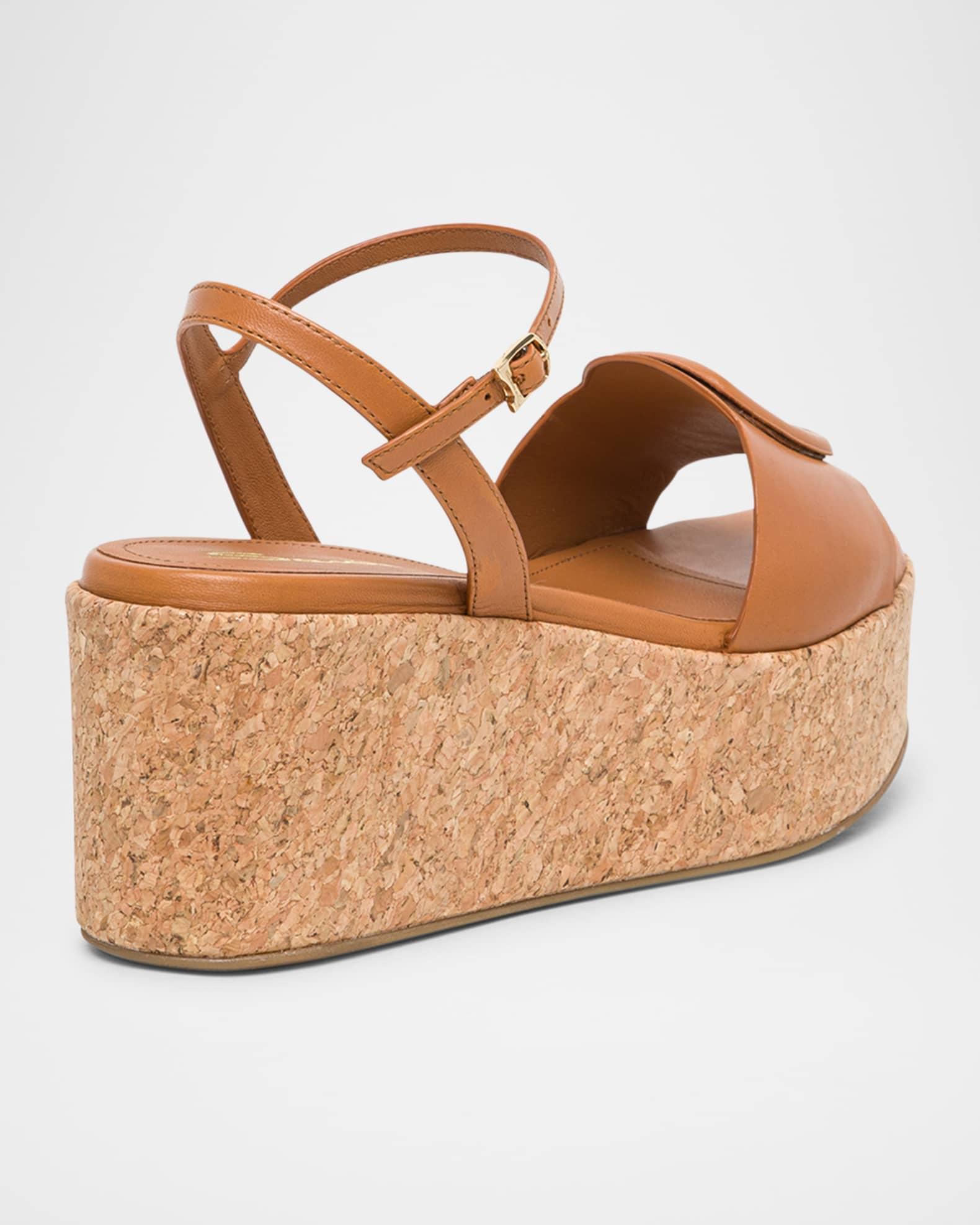 Marta Leather Buckle Wedge Sandals Product Image