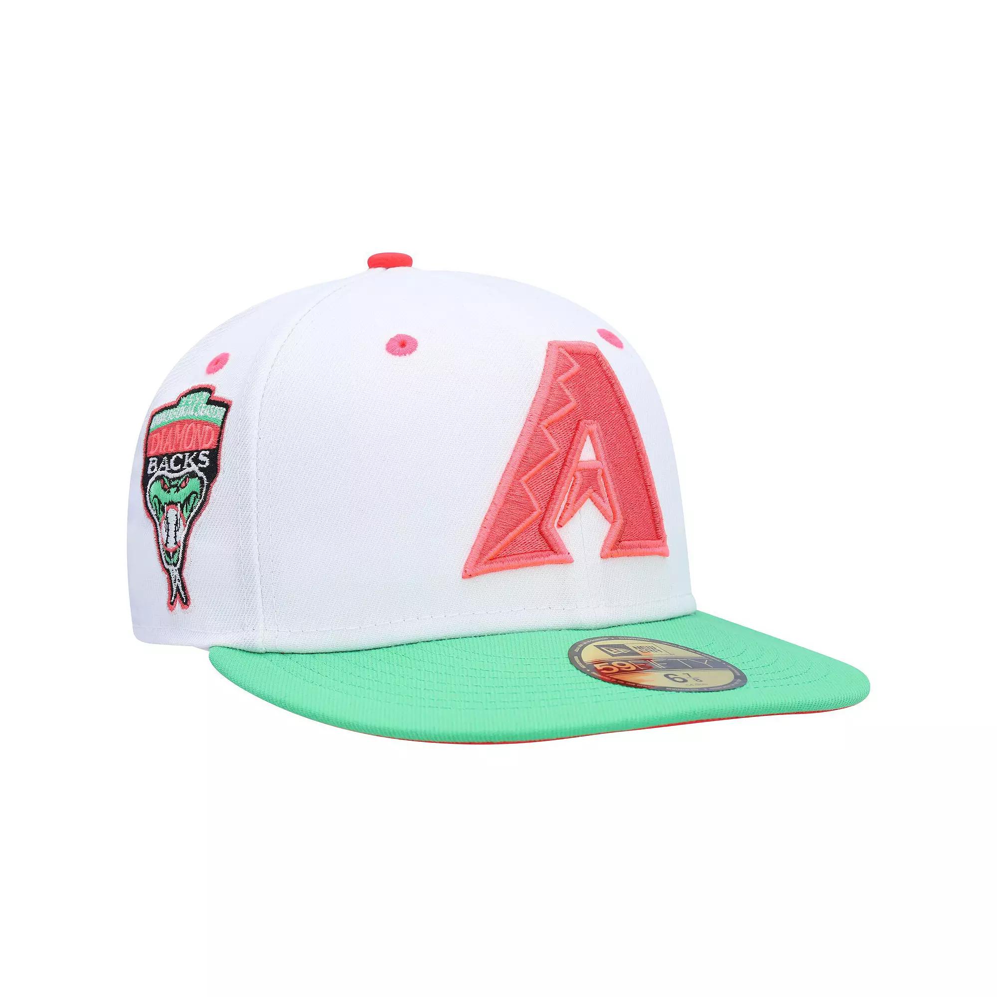 Men's New Era White/Green Arizona Diamondbacks Inaugural Season Watermelon Lolli 59FIFTY Fitted Hat, Size: 7 7/8 Product Image