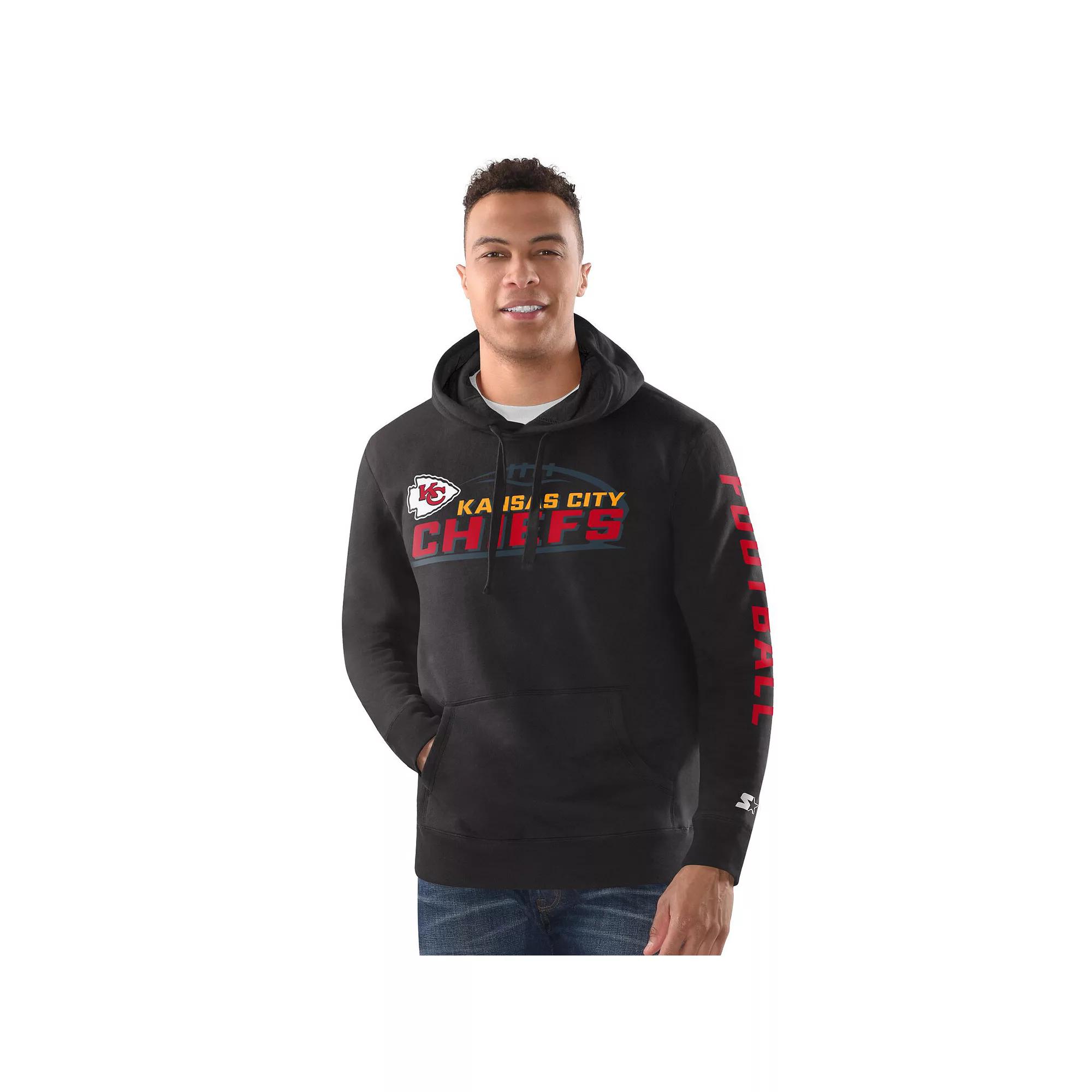 Men's Starter Black Kansas City Chiefs Vintage Pullover Hoodie,  Product Image