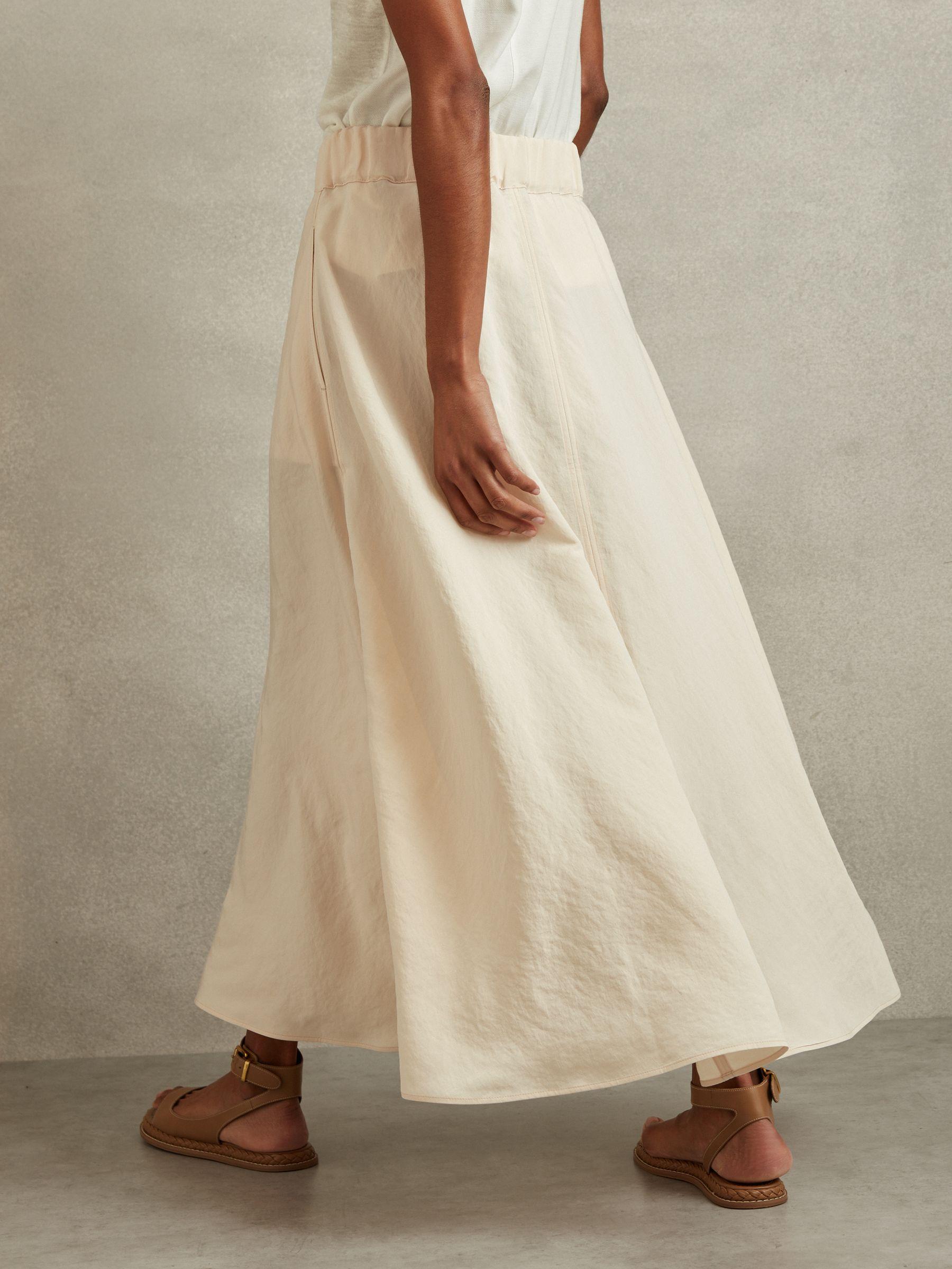 Belted Parachute Midi Skirt in Cream Product Image