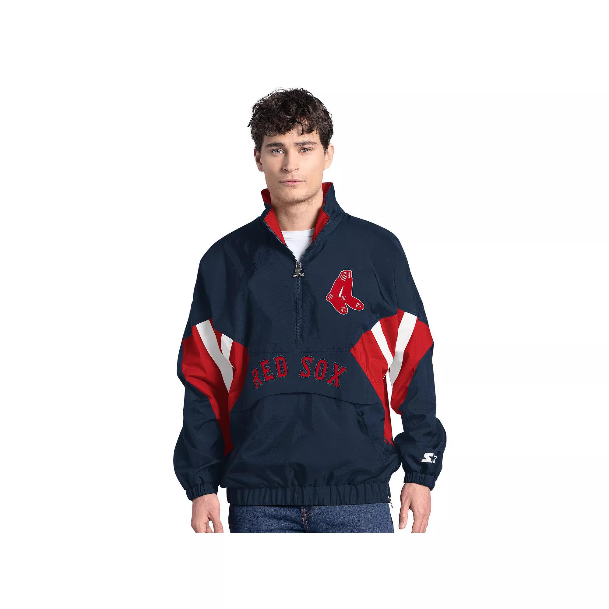 Men's Starter Navy Boston Red Sox Cooperstown Chief Half-Zip Pullover,  Product Image