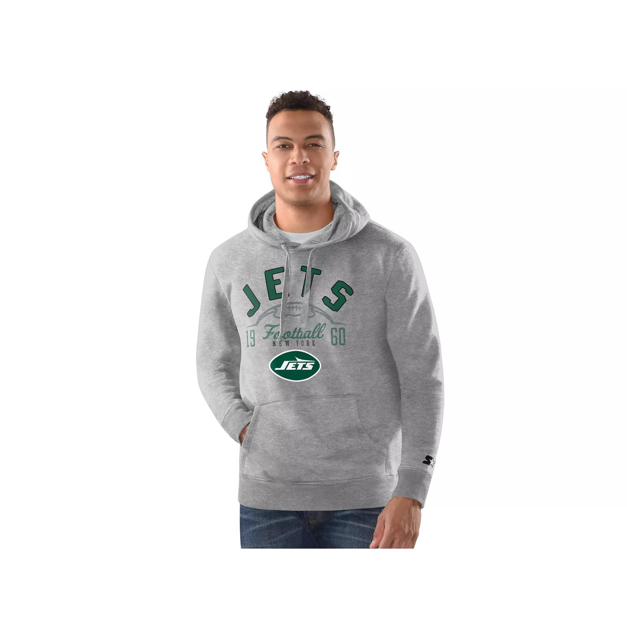 Men's Starter  Heather Gray New York Jets Pullover Hoodie, Size: XL, Grey Product Image