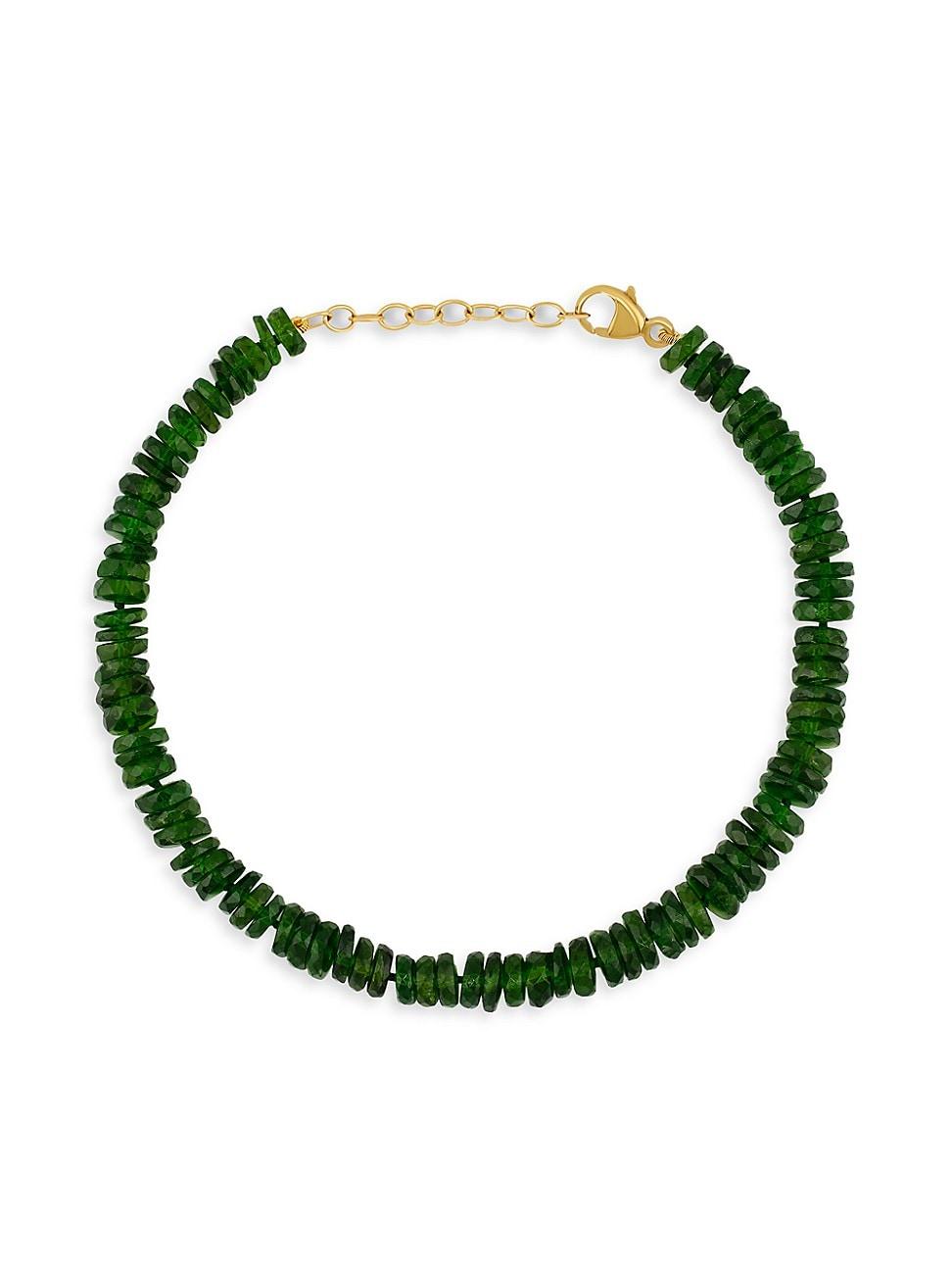 Womens 14K Yellow Gold & Chrome Diopside Beaded Bracelet Product Image