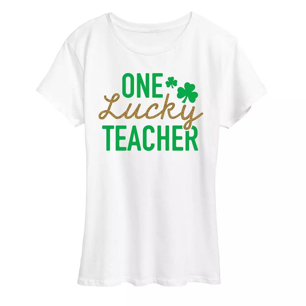 Women's One Lucky Teacher Graphic Tee, Girl's,  Product Image