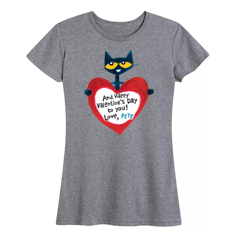 Women's Pete The Cat Pete Valentine Heart Graphic Tee,  Product Image