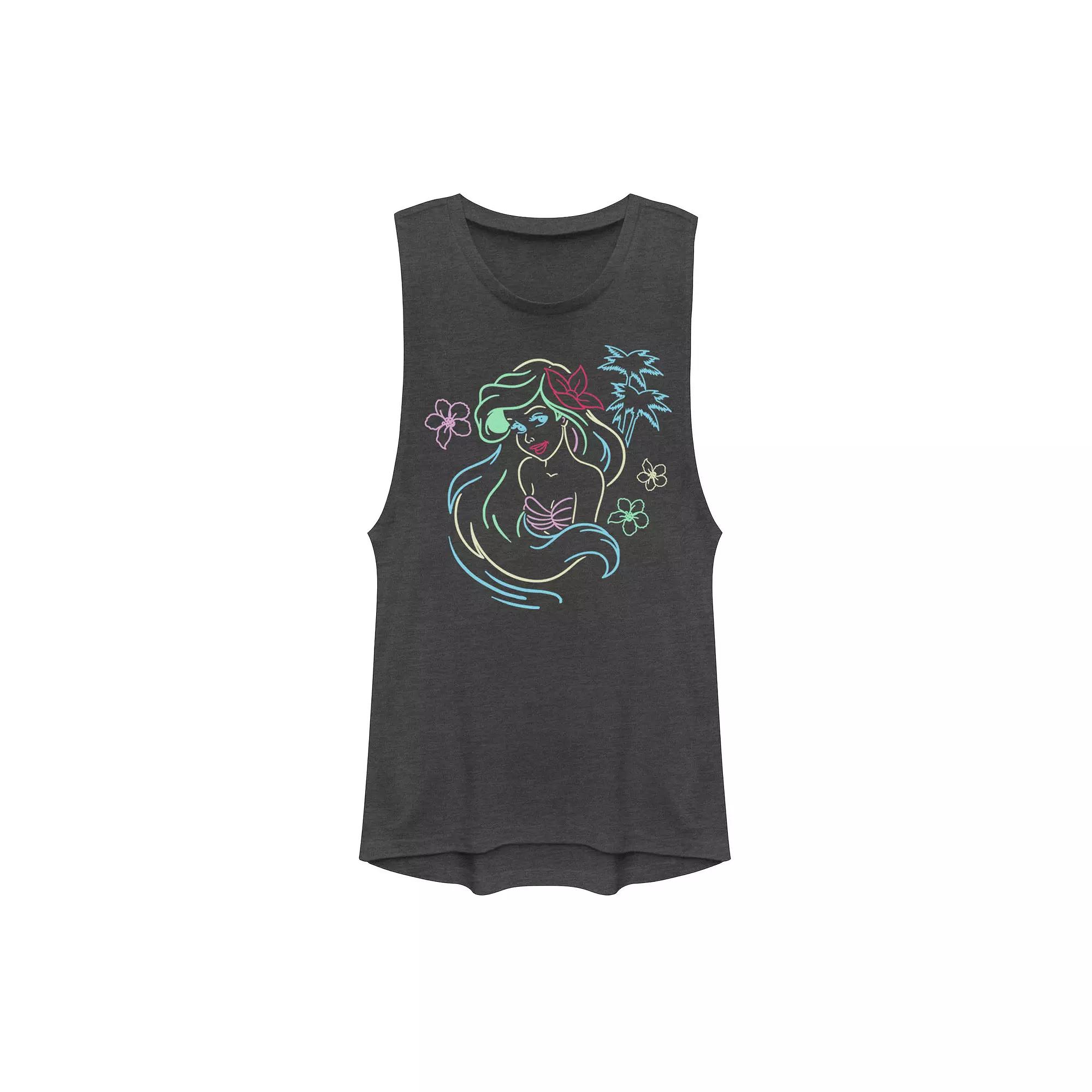 Disney's Little Mermaid Ariel Neon Lights Muscle Juniors' Tank Top, Girl's,  Product Image