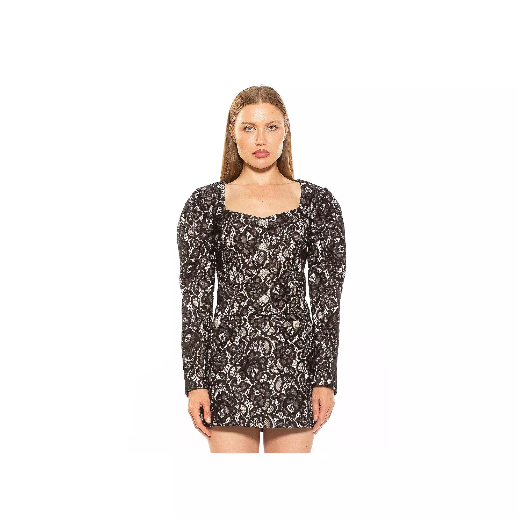 Women's ALEXIA ADMOR Rowan Long Puff Sleeve Sweetheart Lace Jacket,  Product Image