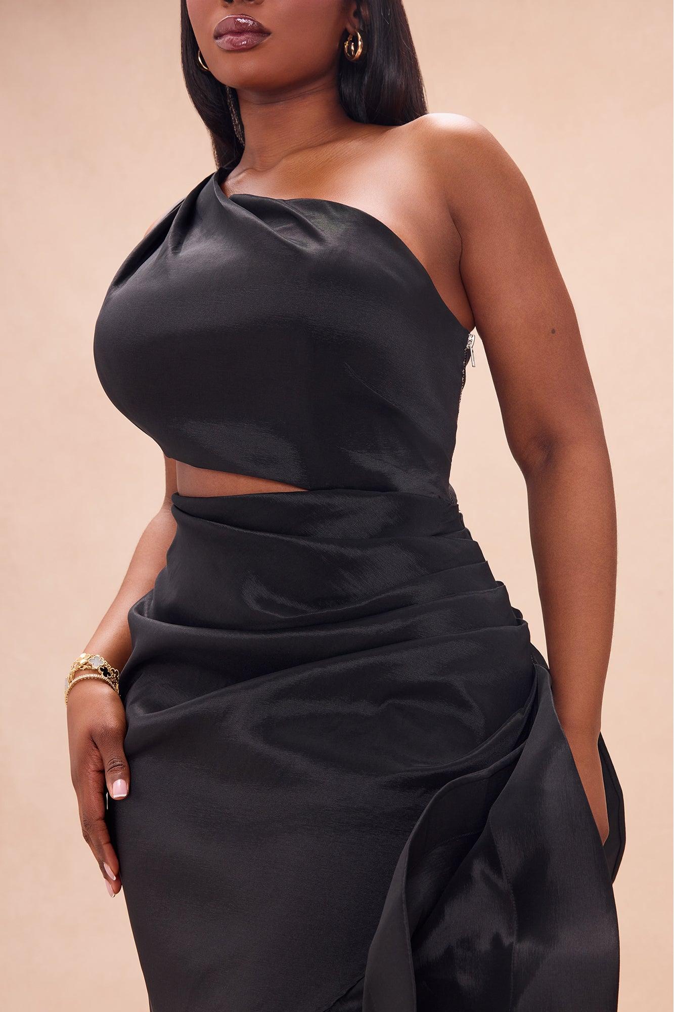 Sienna Ruffle Taffeta Maxi Dress - Black Female Product Image