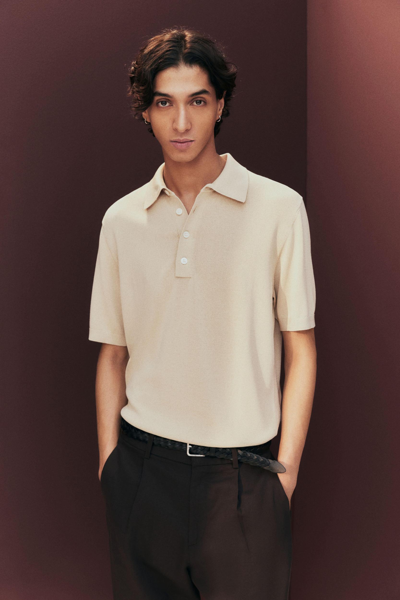 Regular-Fit Fine-Knit Polo Shirt Product Image