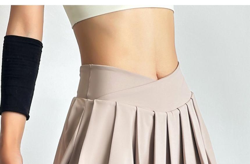 High Waist Sport Plain Pleated Skorts Product Image
