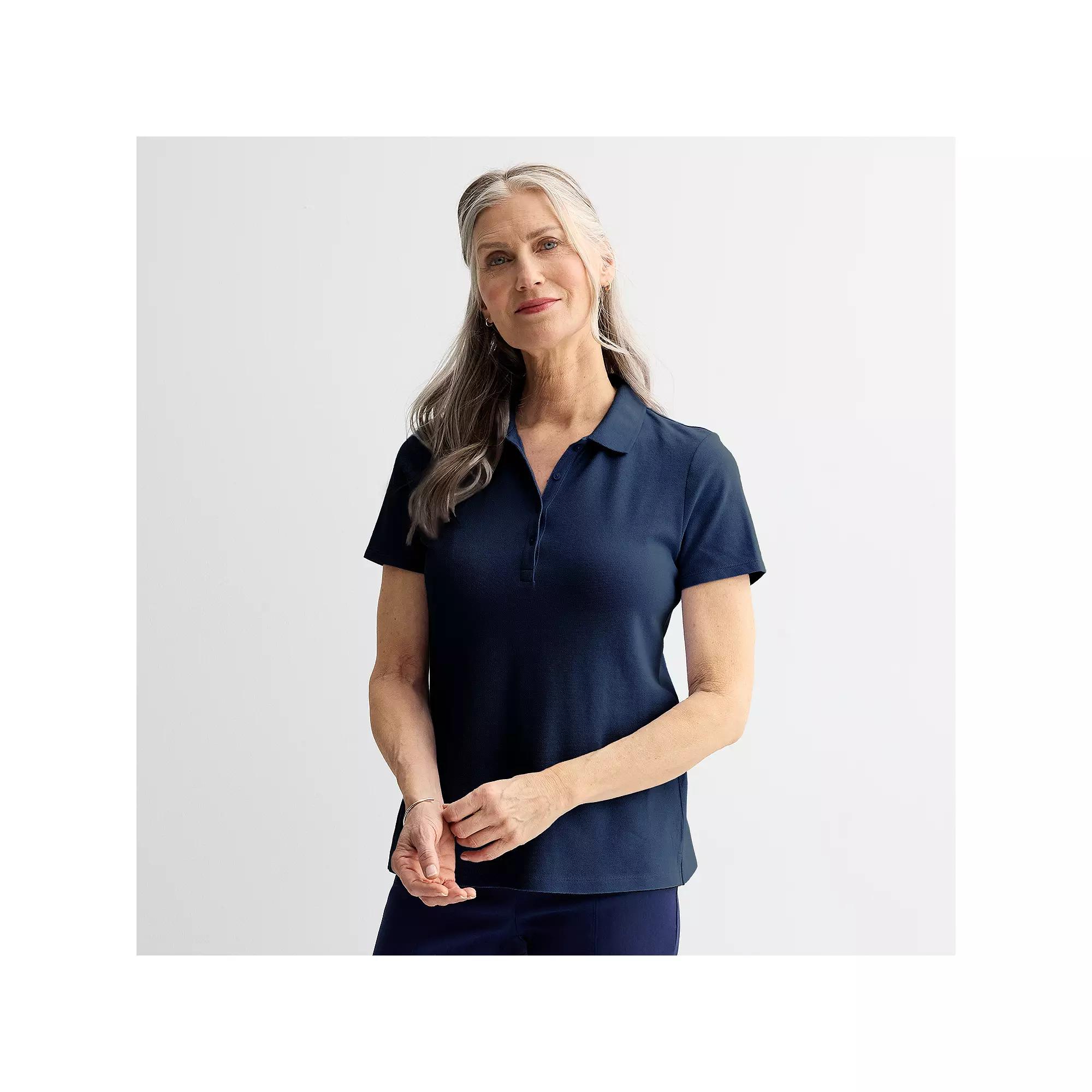 Women's Croft & Barrow® Essential Polo, Size: XS, Seattle Blue Product Image