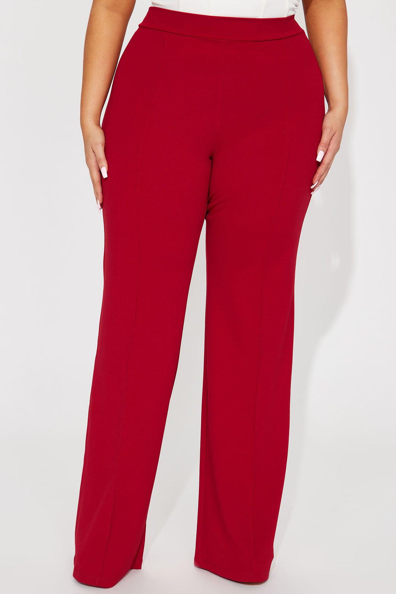 Tall Victoria High Waisted Dress Pants - Red Product Image