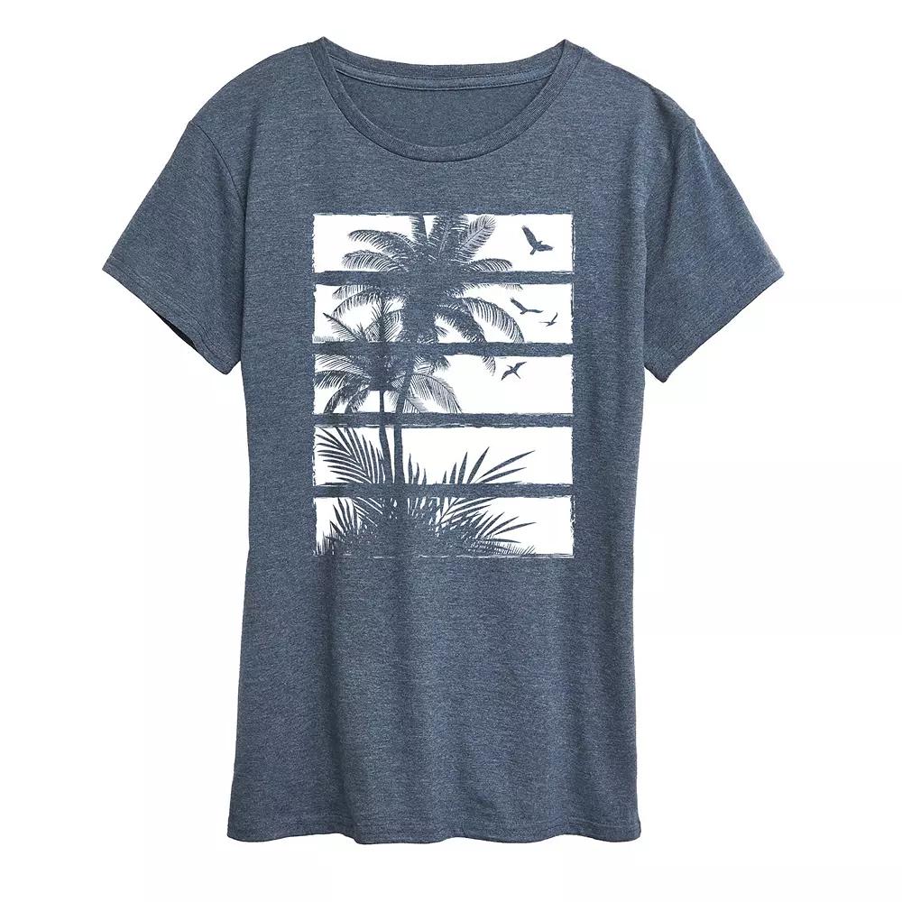 Women's Palm Tree Silhouette Panels Graphic Tee,  Product Image