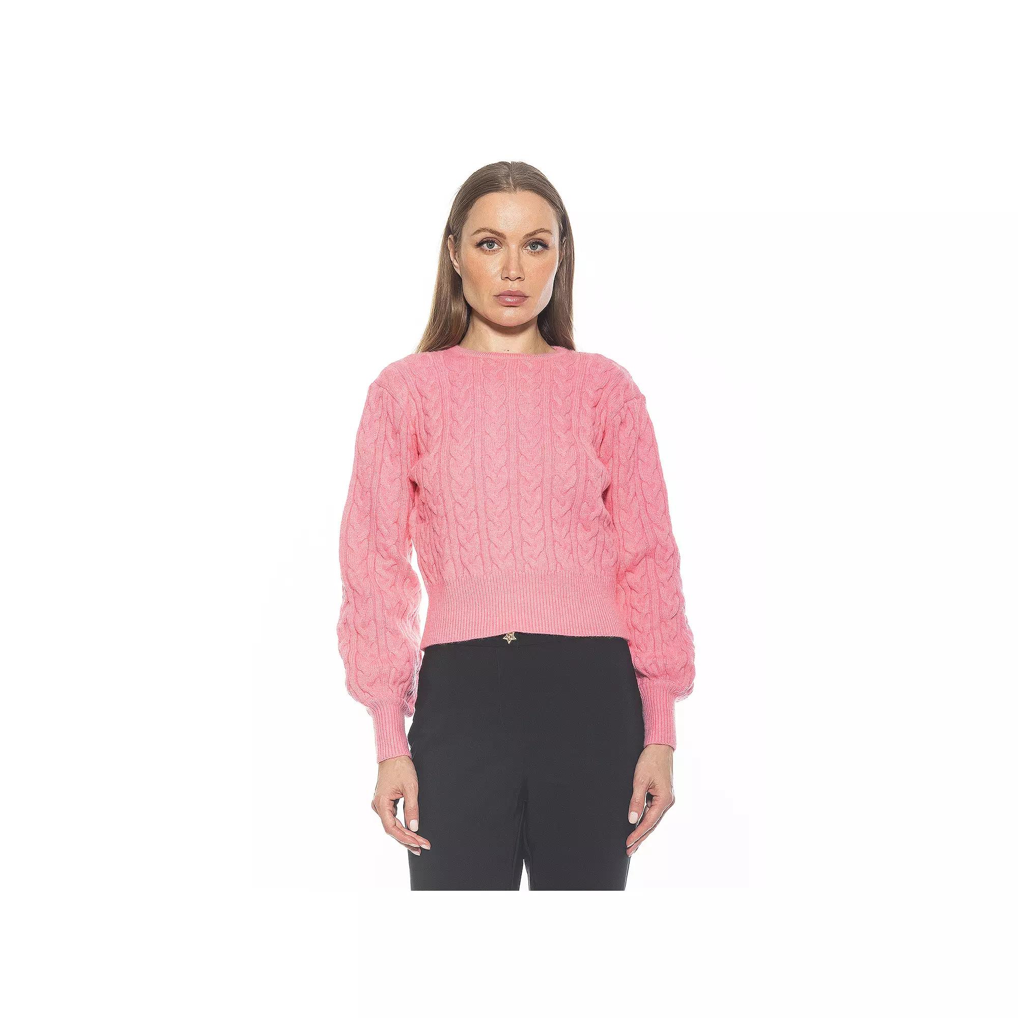 Women's ALEXIA ADMOR Berli Crewneck Bubble Sleeve Cable Knit Sweater,  Product Image