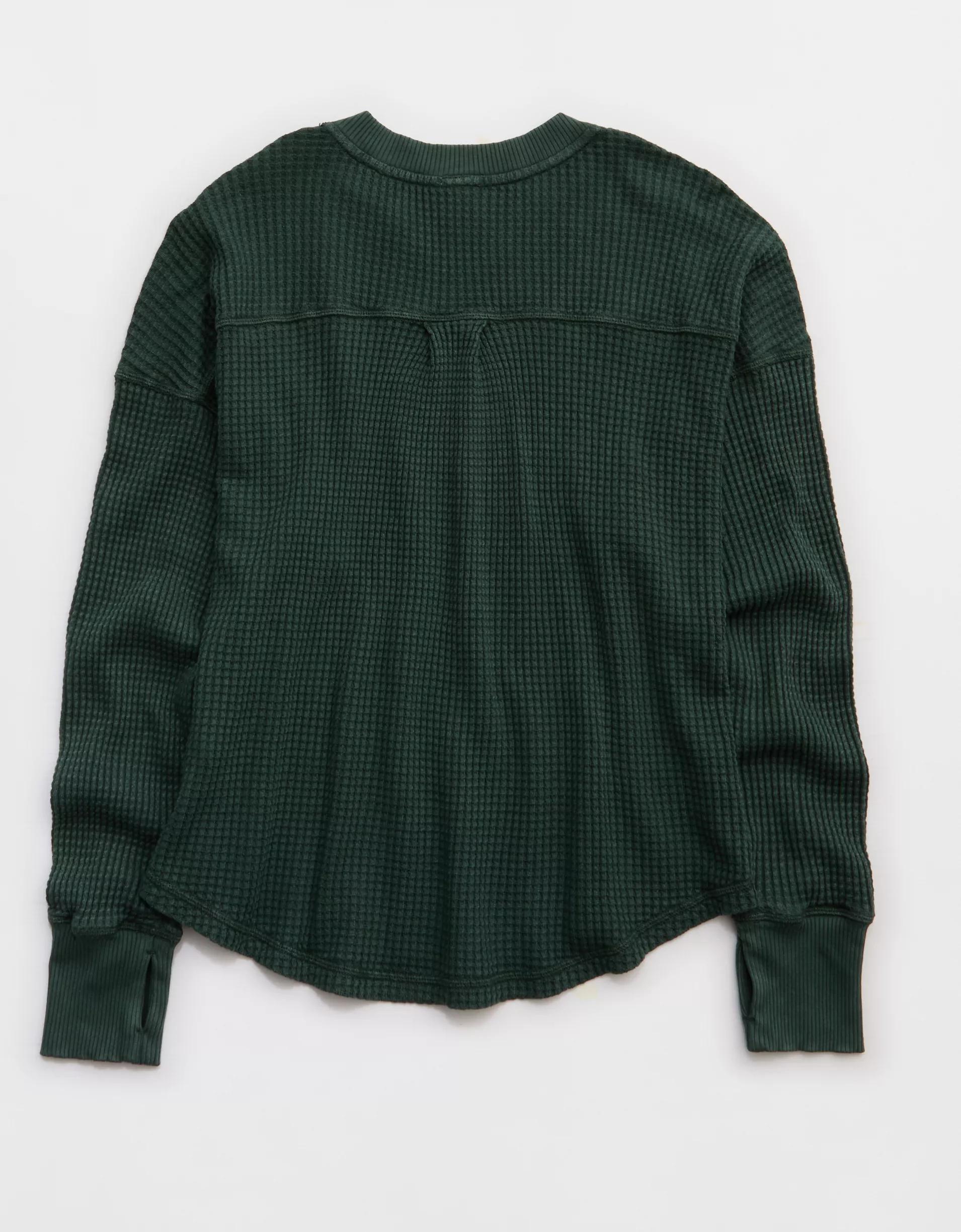 OFFLINE By Aerie Wow! Waffle Notch Neck Long Sleeve T-Shirt Women's Product Image